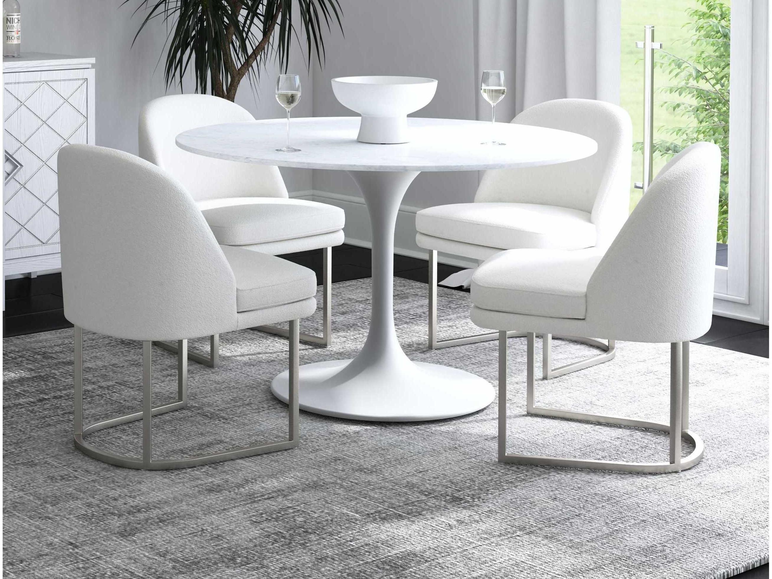 Bassett Mirror Pearl White Upholstered Side Dining Chair