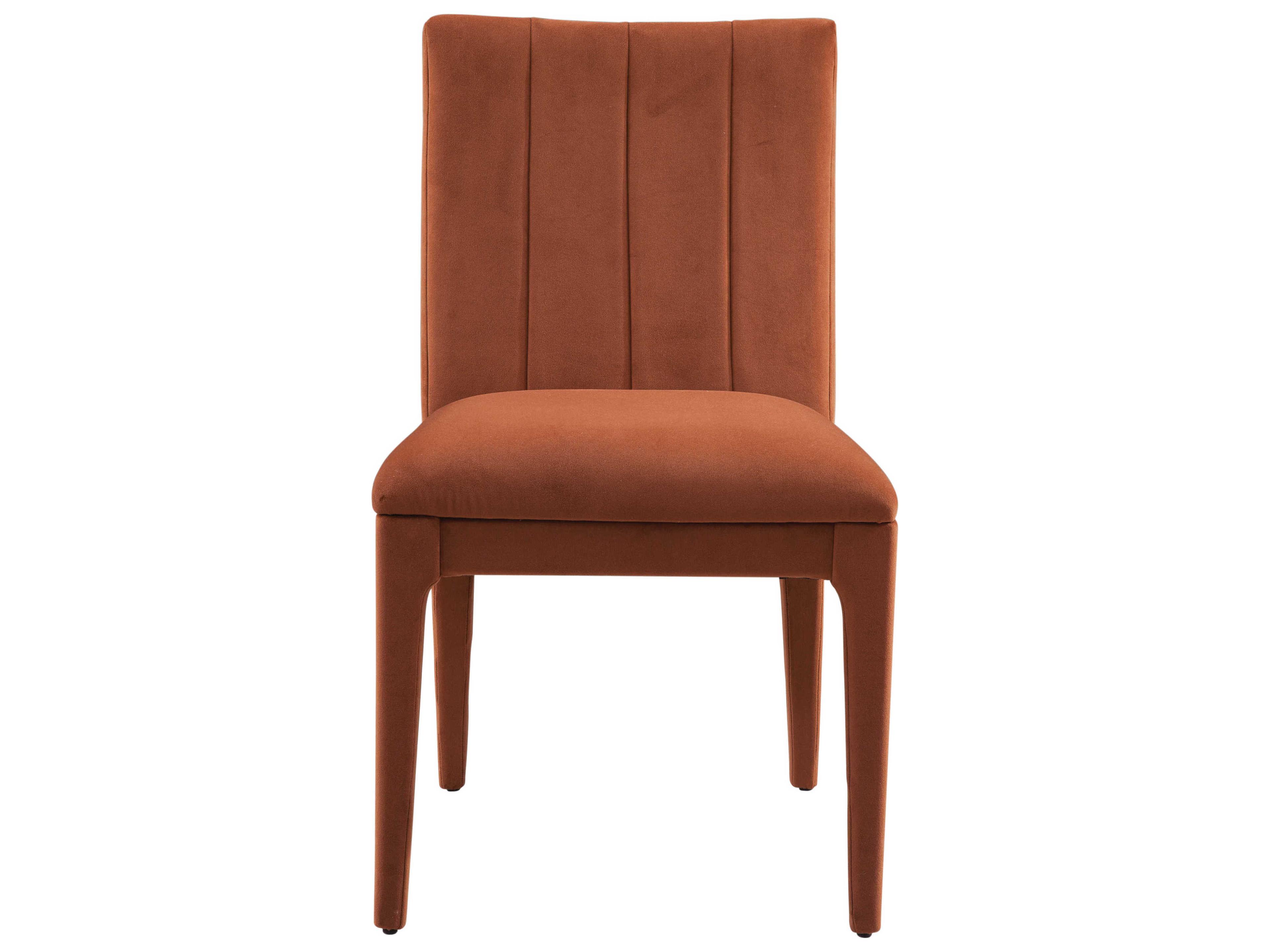 Bassett Mirror Brianne Hardwood Orange Upholstered Side Dining Chair Set of 2