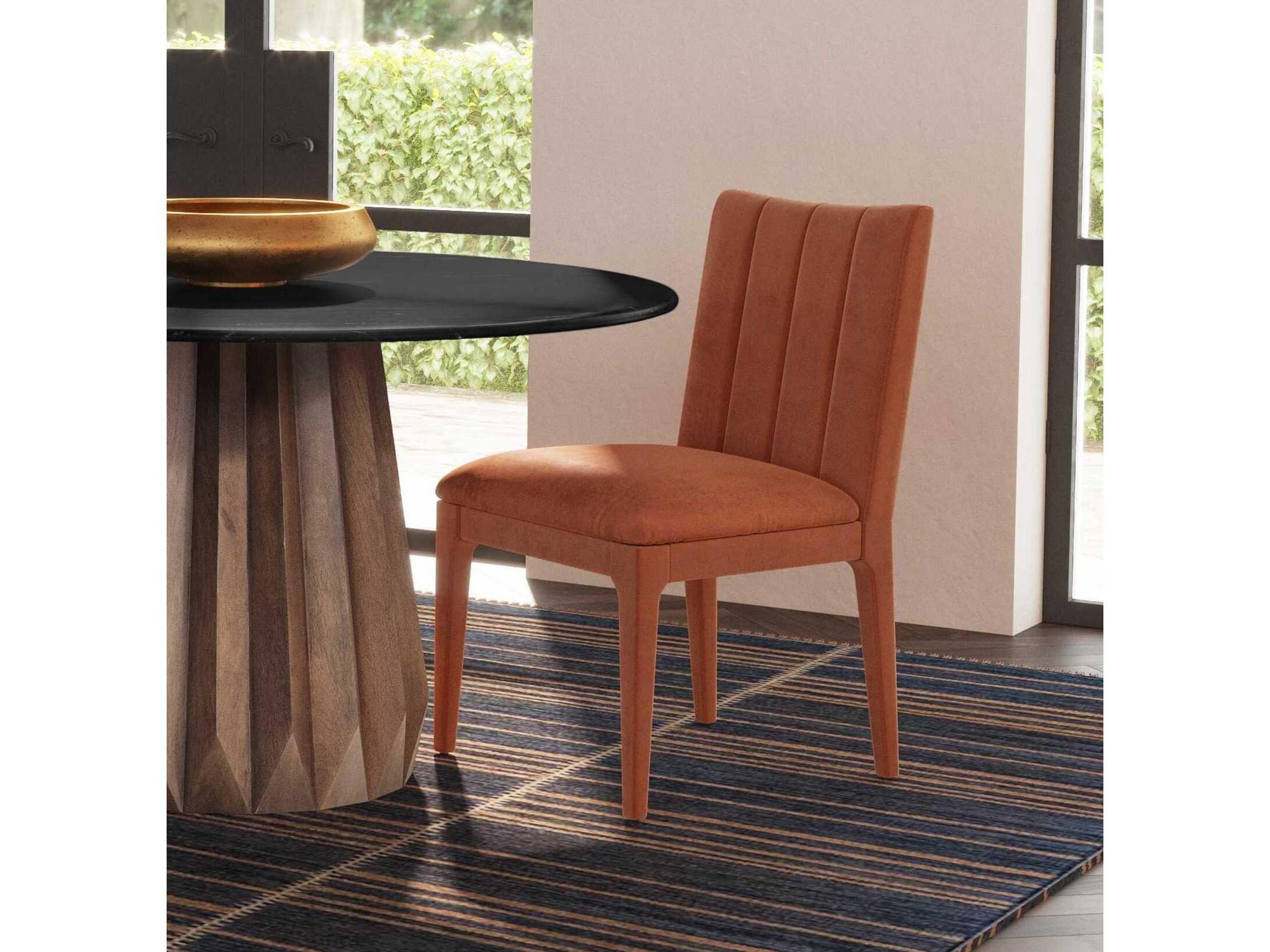 Bassett Mirror Brianne Hardwood Orange Upholstered Side Dining Chair Set of 2
