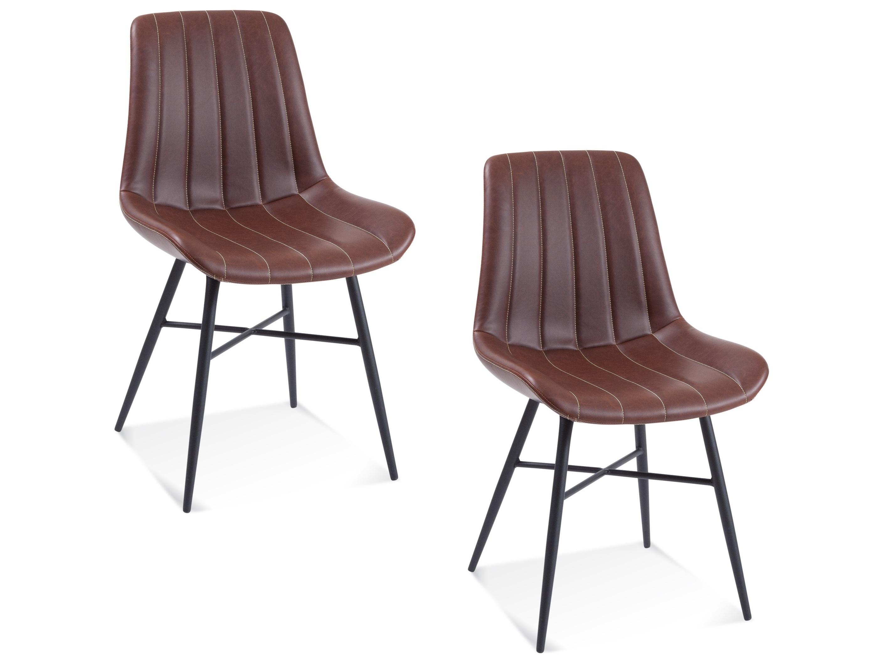 Bassett Mirror Brown Faux Leather Armless Dining Chair