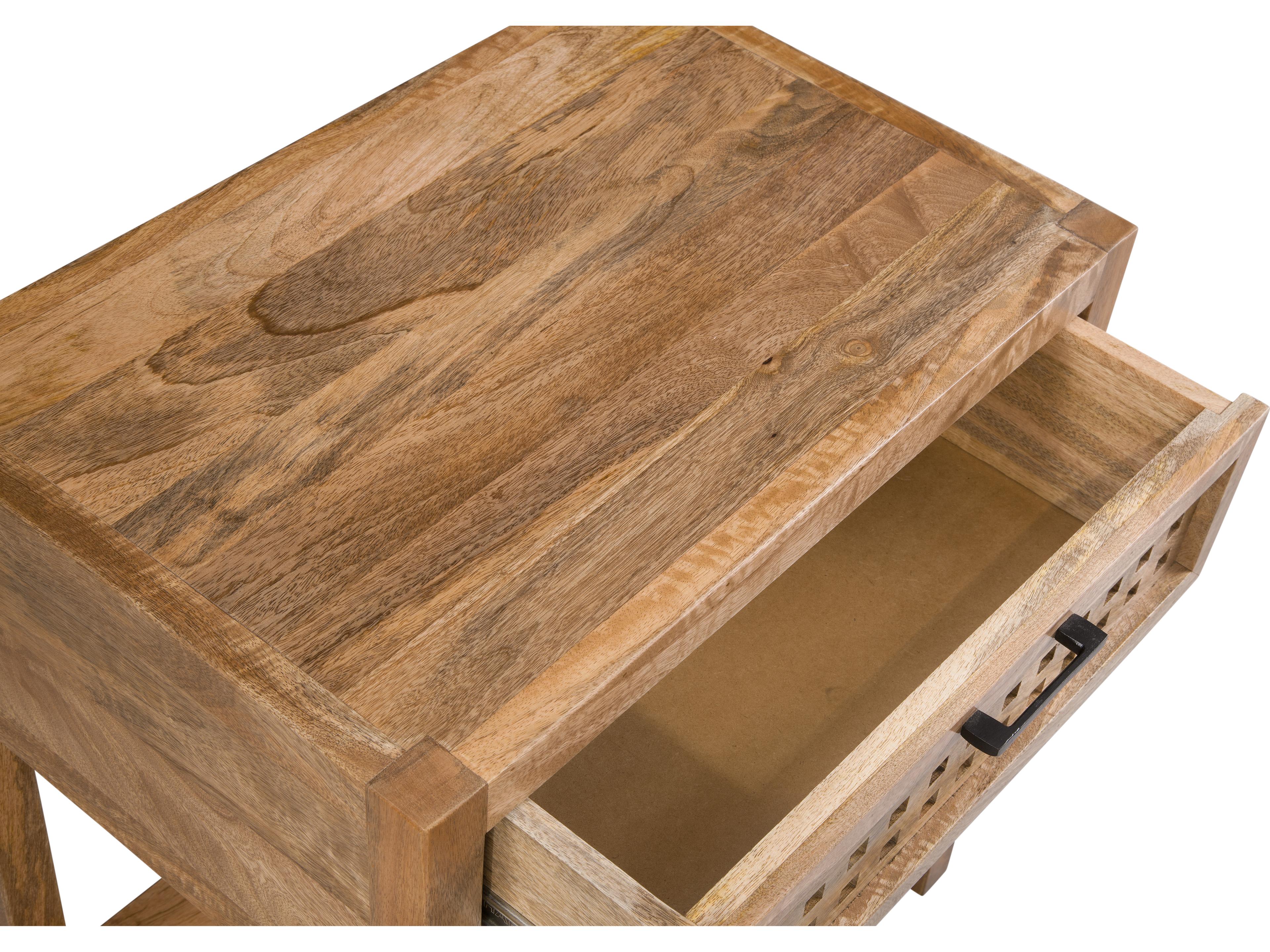 Bassett Mirror Pentak Chairrside Rectangular Wood Natural End Table