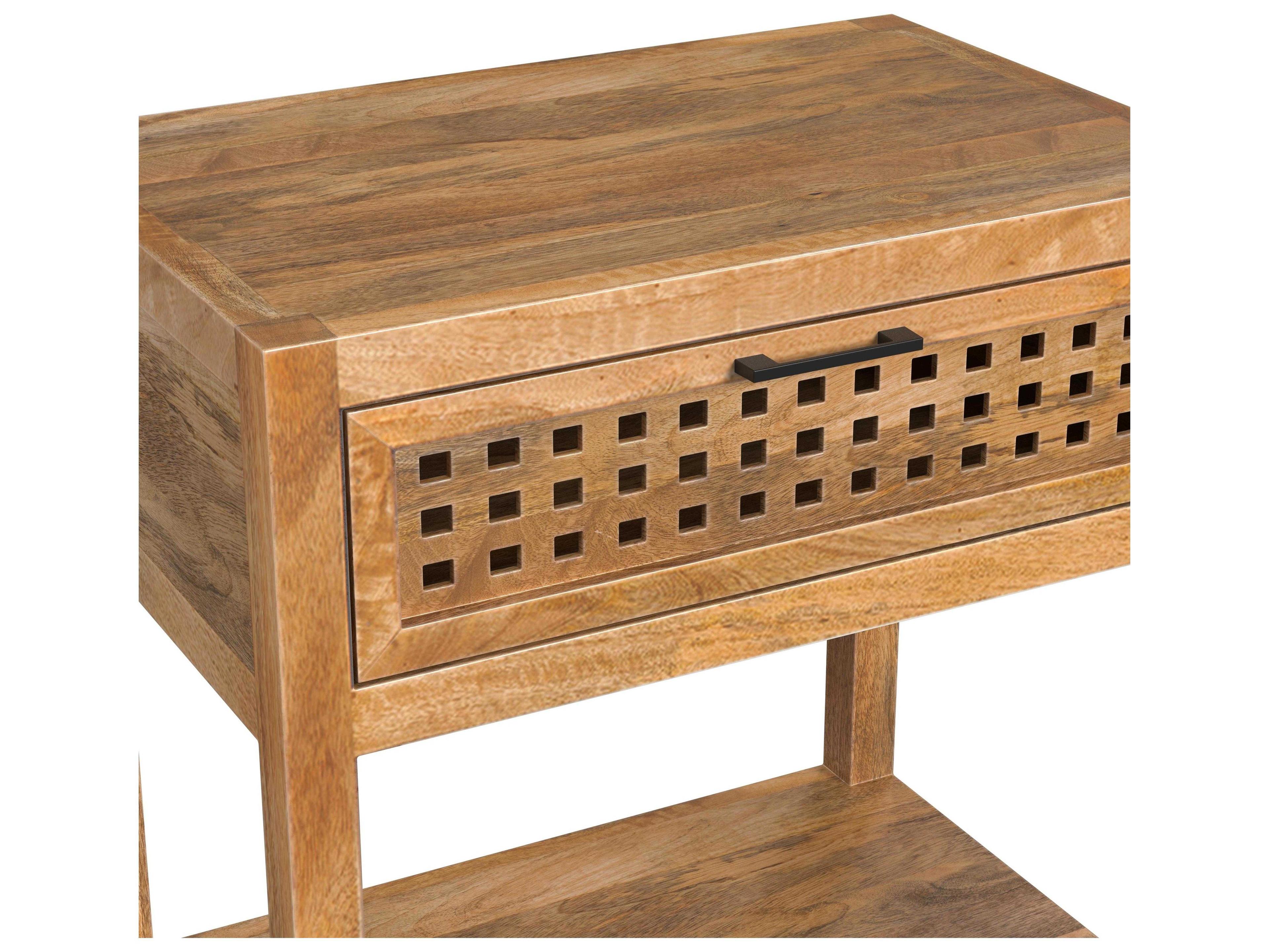 Bassett Mirror Pentak Chairrside Rectangular Wood Natural End Table