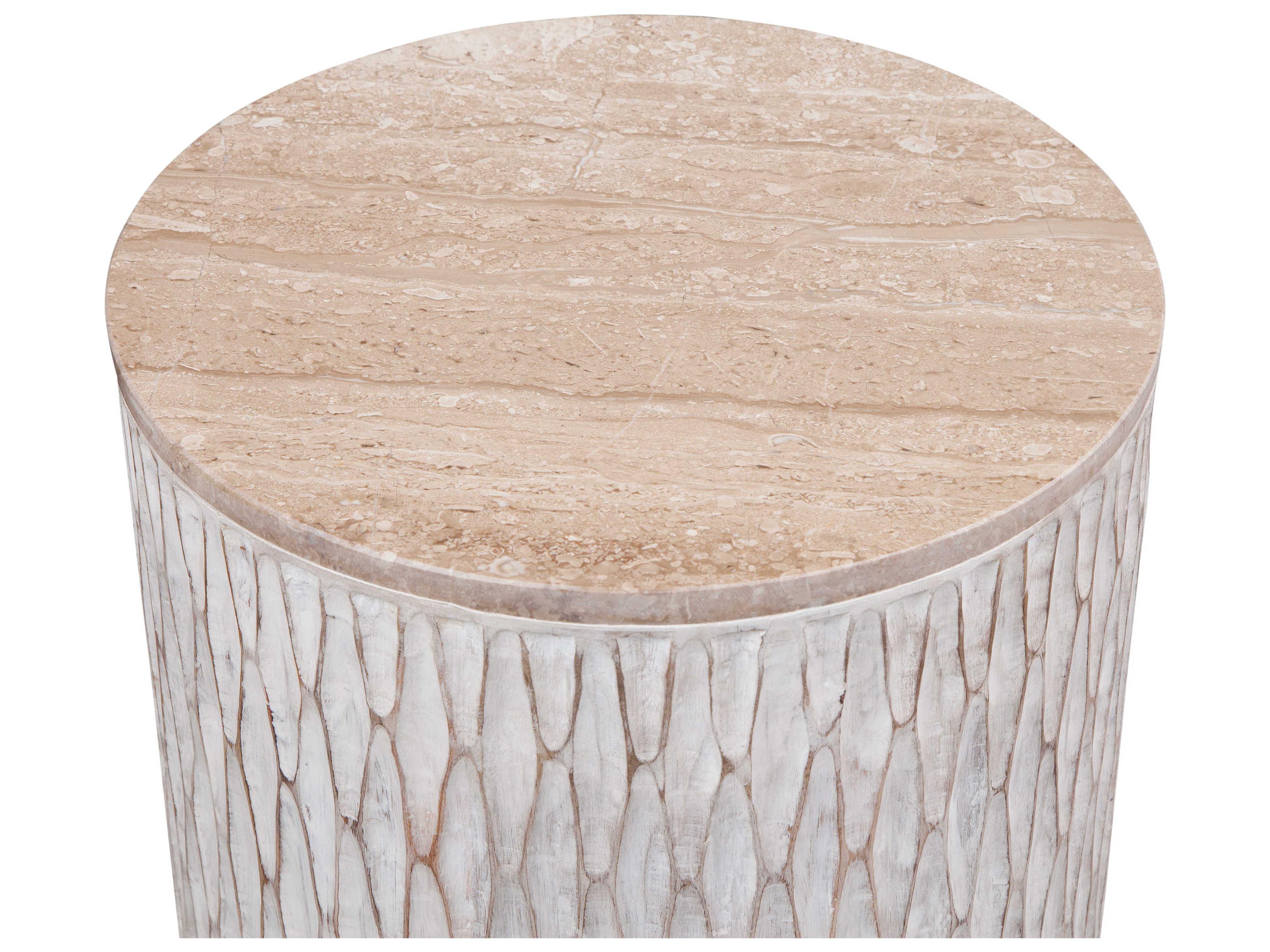 Bassett Mirror Lorenzo Round Wood White End Table