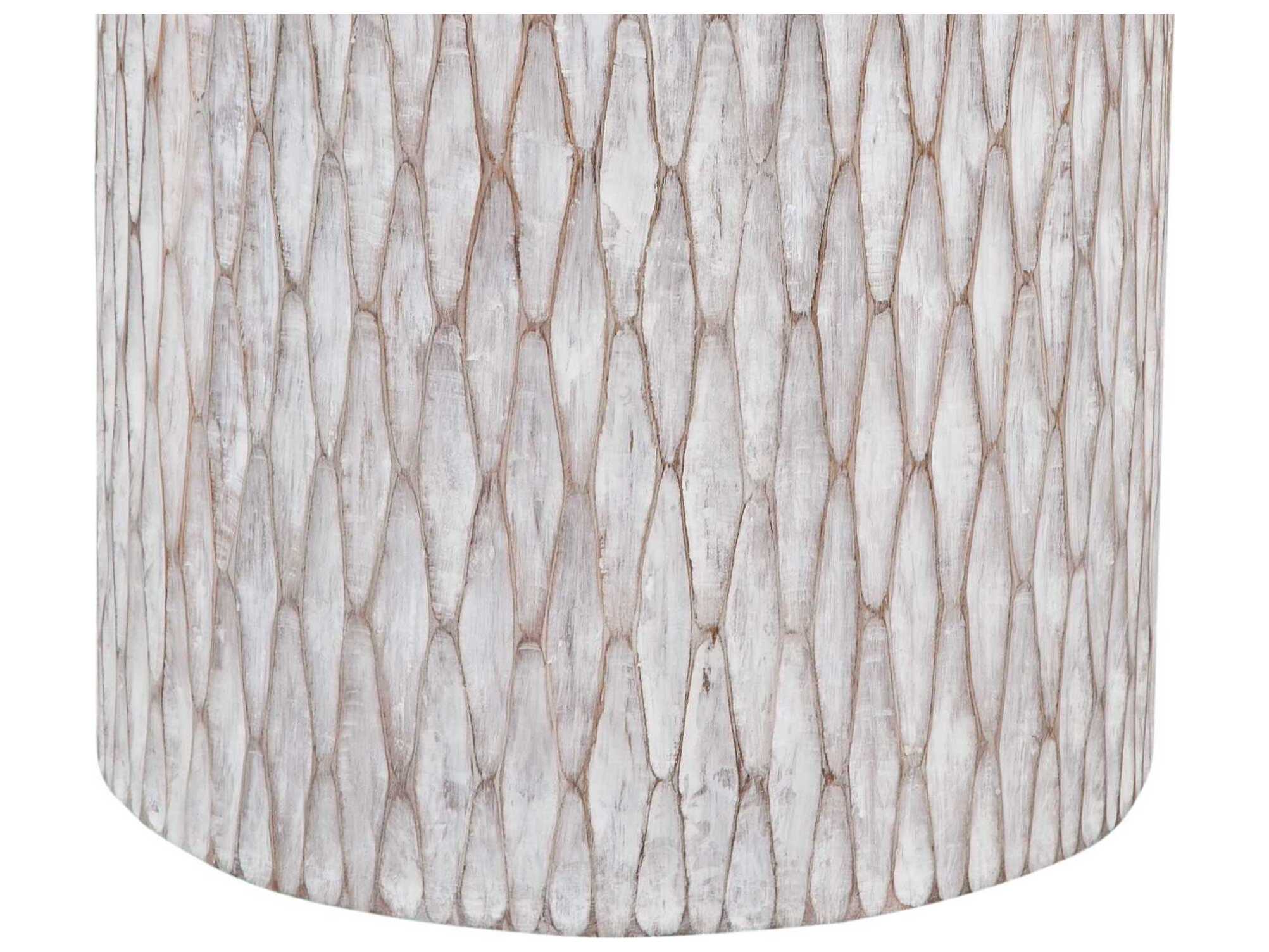 Bassett Mirror Lorenzo Round Wood White End Table