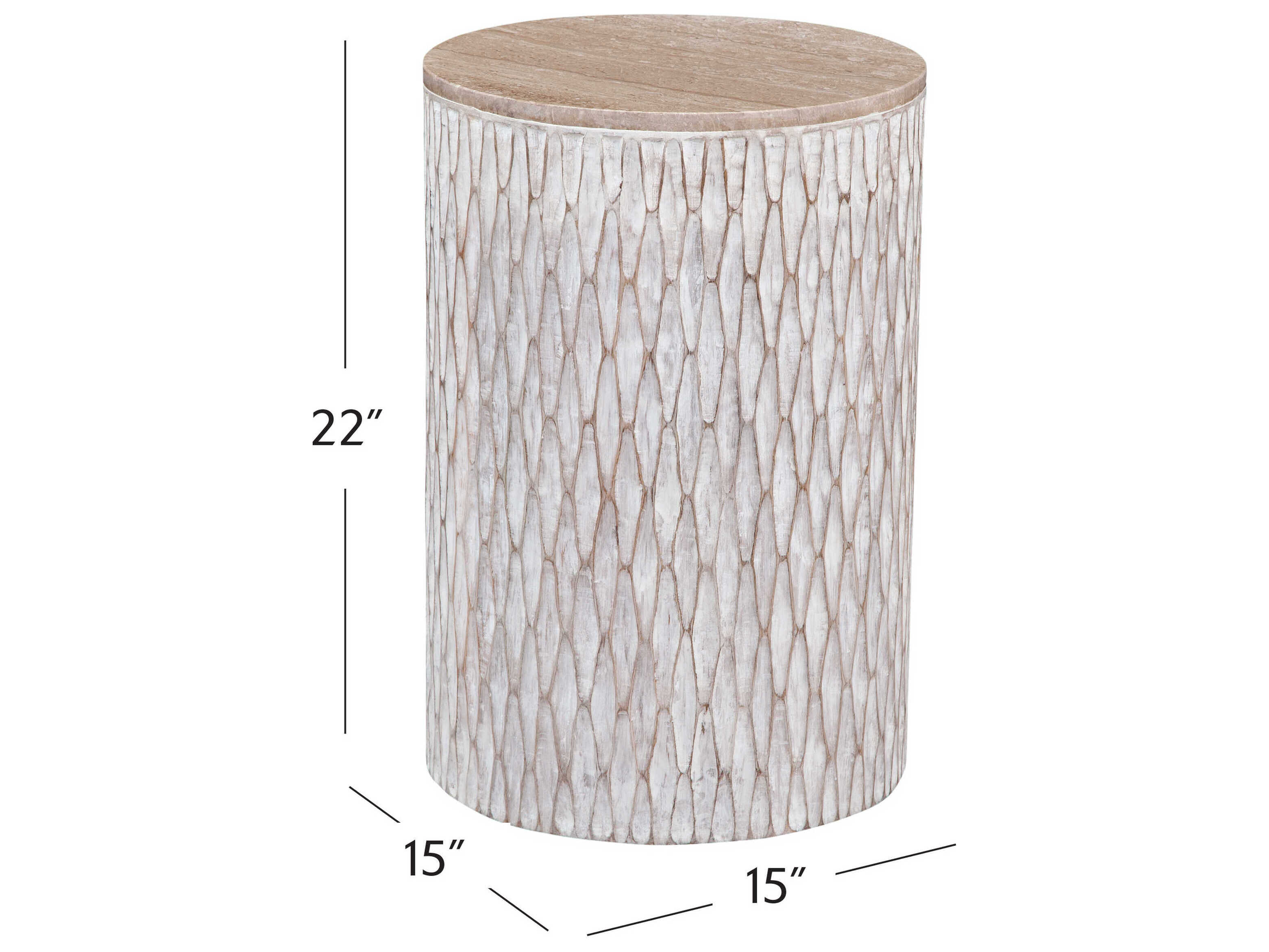 Bassett Mirror Lorenzo Round Wood White End Table