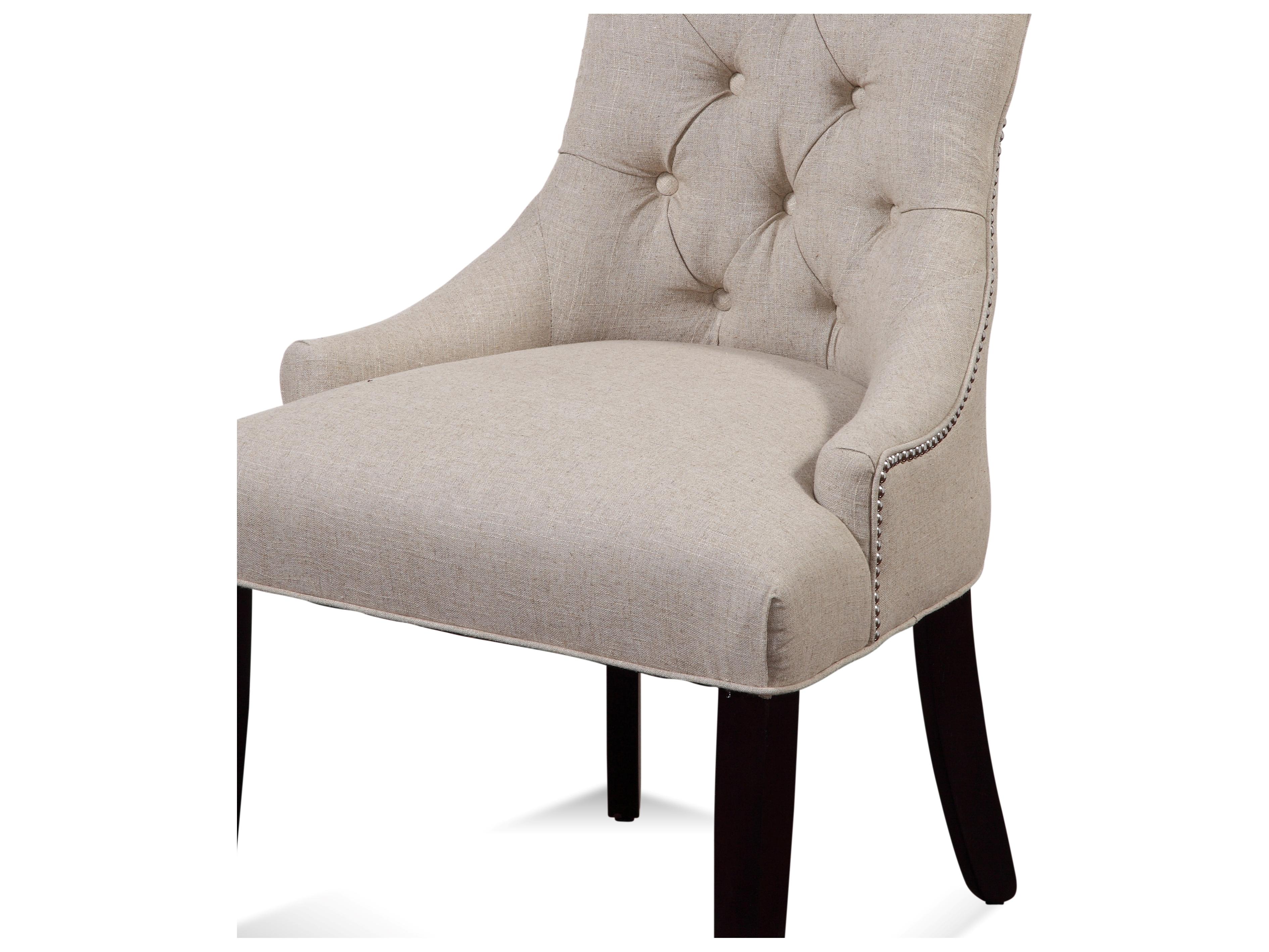 Bassett Mirror Belgian Modern Tufted Natural Upholstered Side Dining