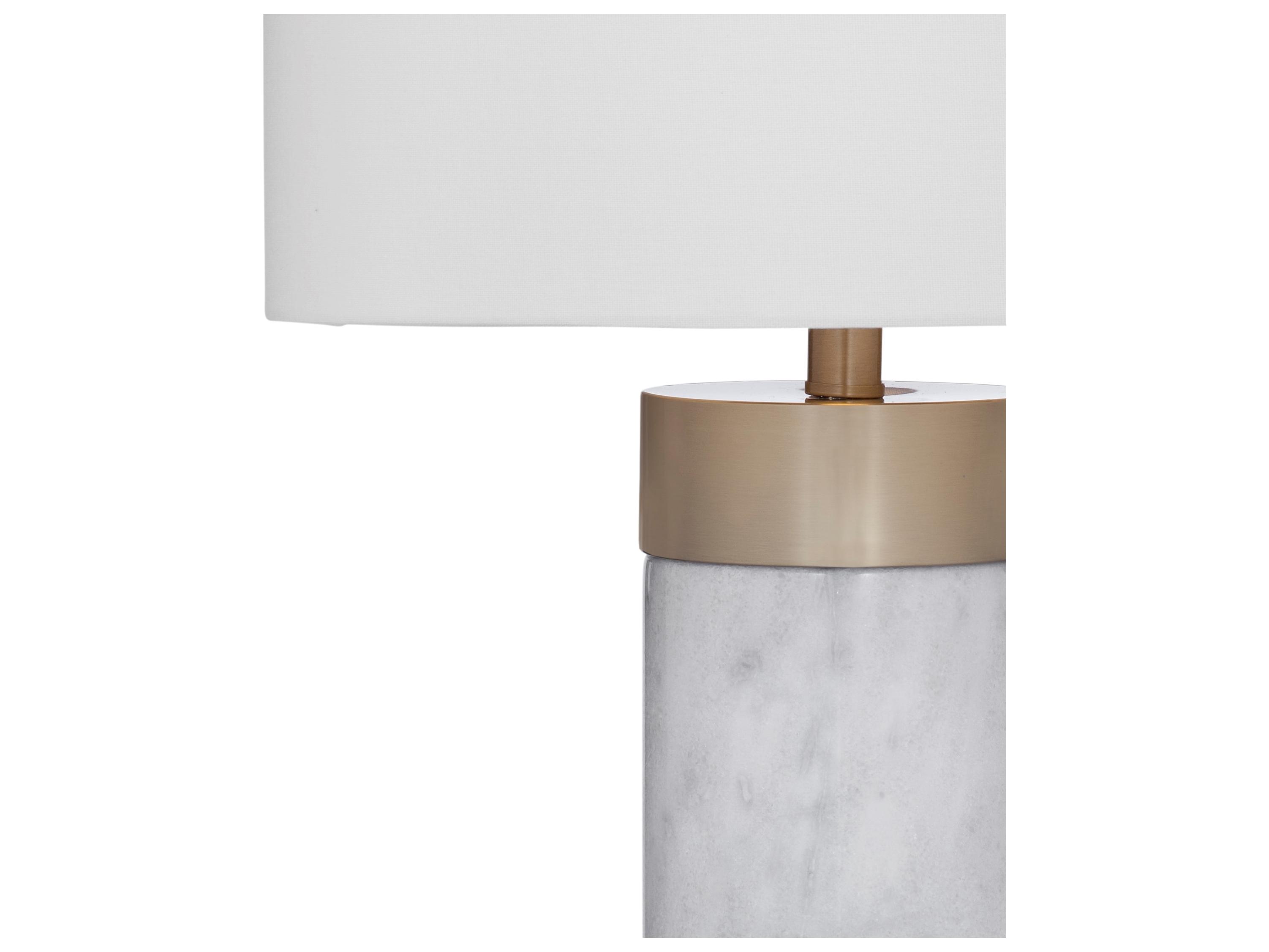 Bassett Mirror Thoroughly Modern Jocelyn White Marble and Antique Brass Table Lamp