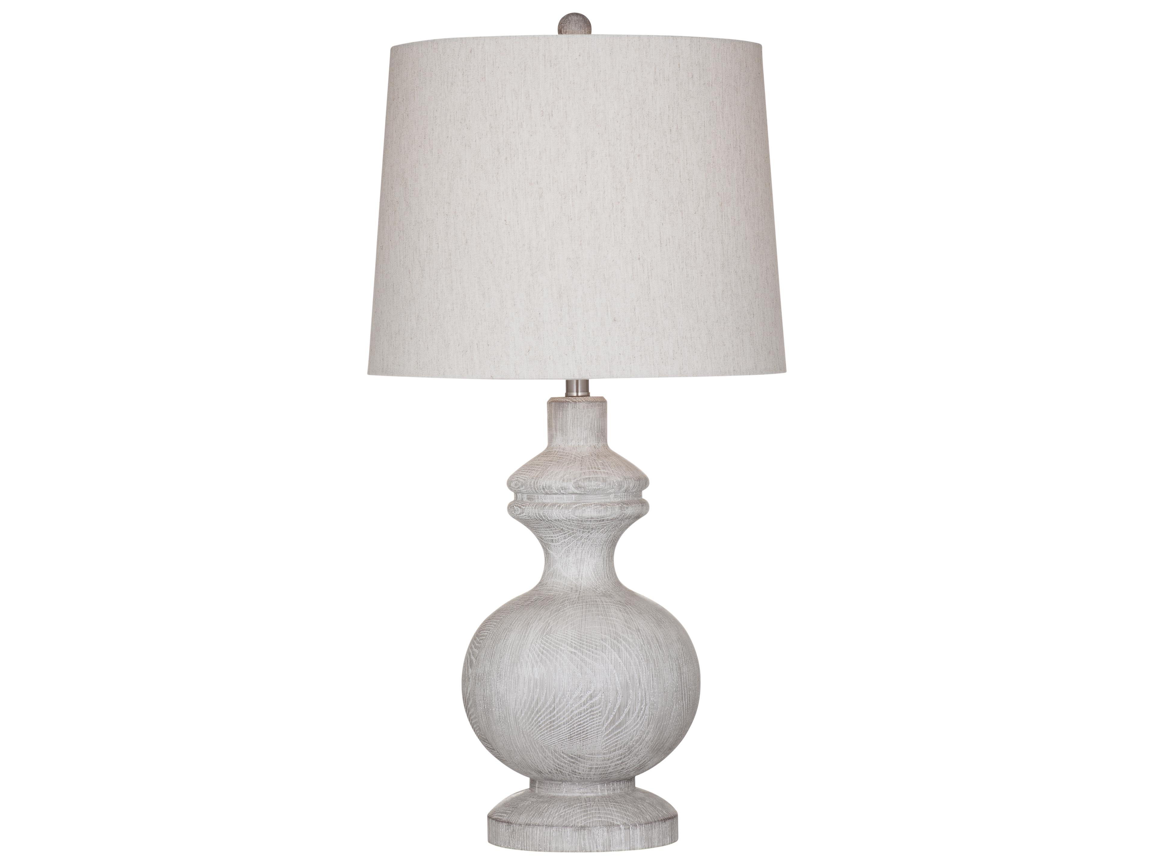 Bassett Mirror Krishina White Wash Oatmeal Tapered Drum Fabric Off Traditional Buffet Lamp