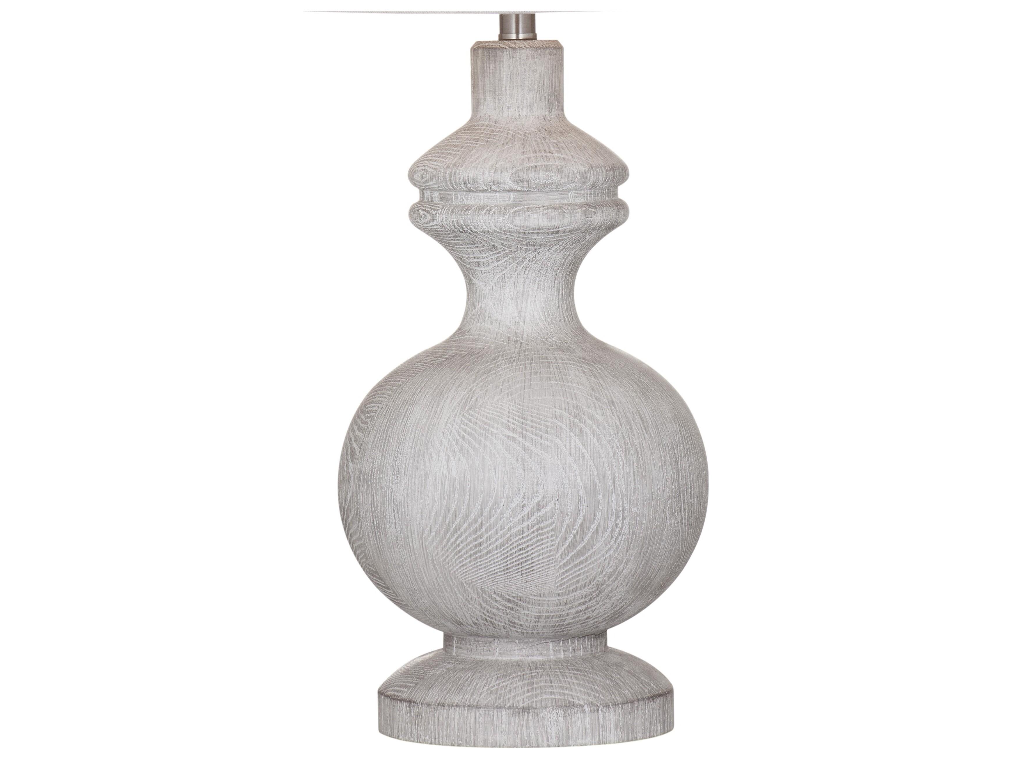 Bassett Mirror Krishina White Wash Oatmeal Tapered Drum Fabric Off Traditional Buffet Lamp