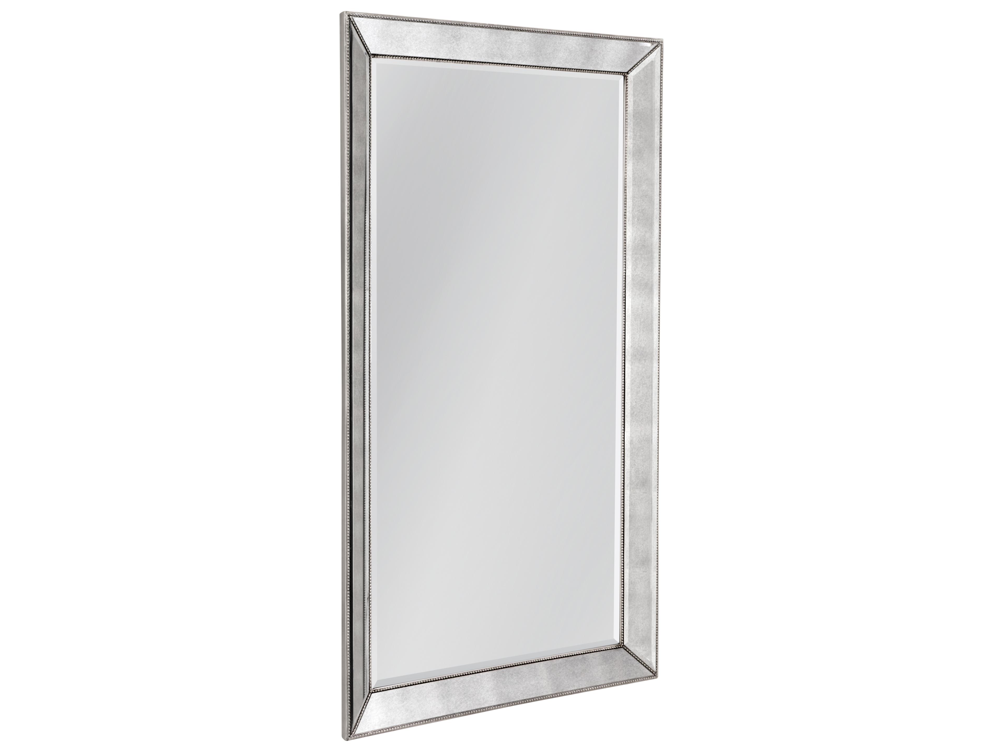 Bassett Mirror Beaded Silver Rectangular Floor Mirror