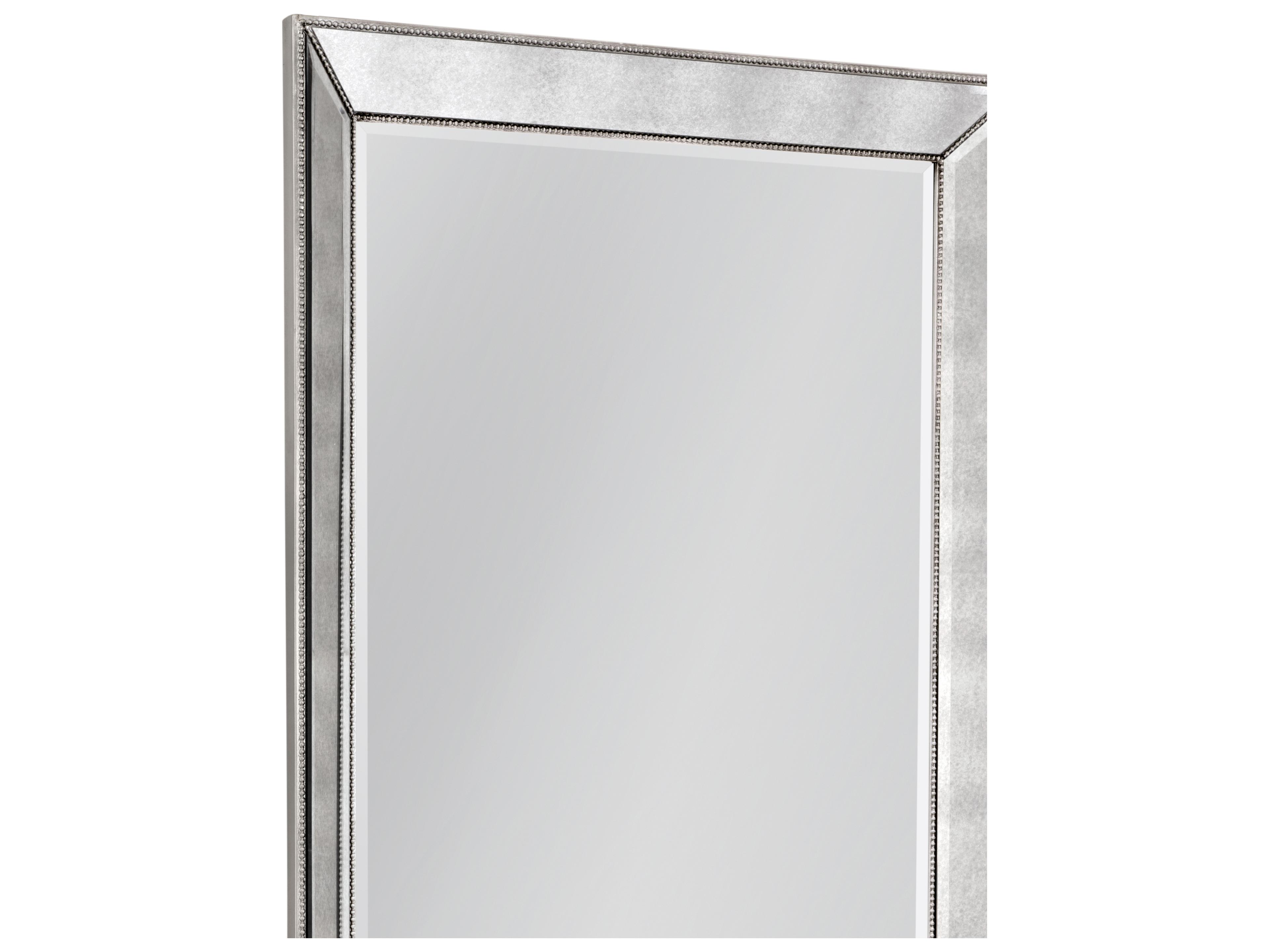 Bassett Mirror Beaded Silver Rectangular Floor Mirror