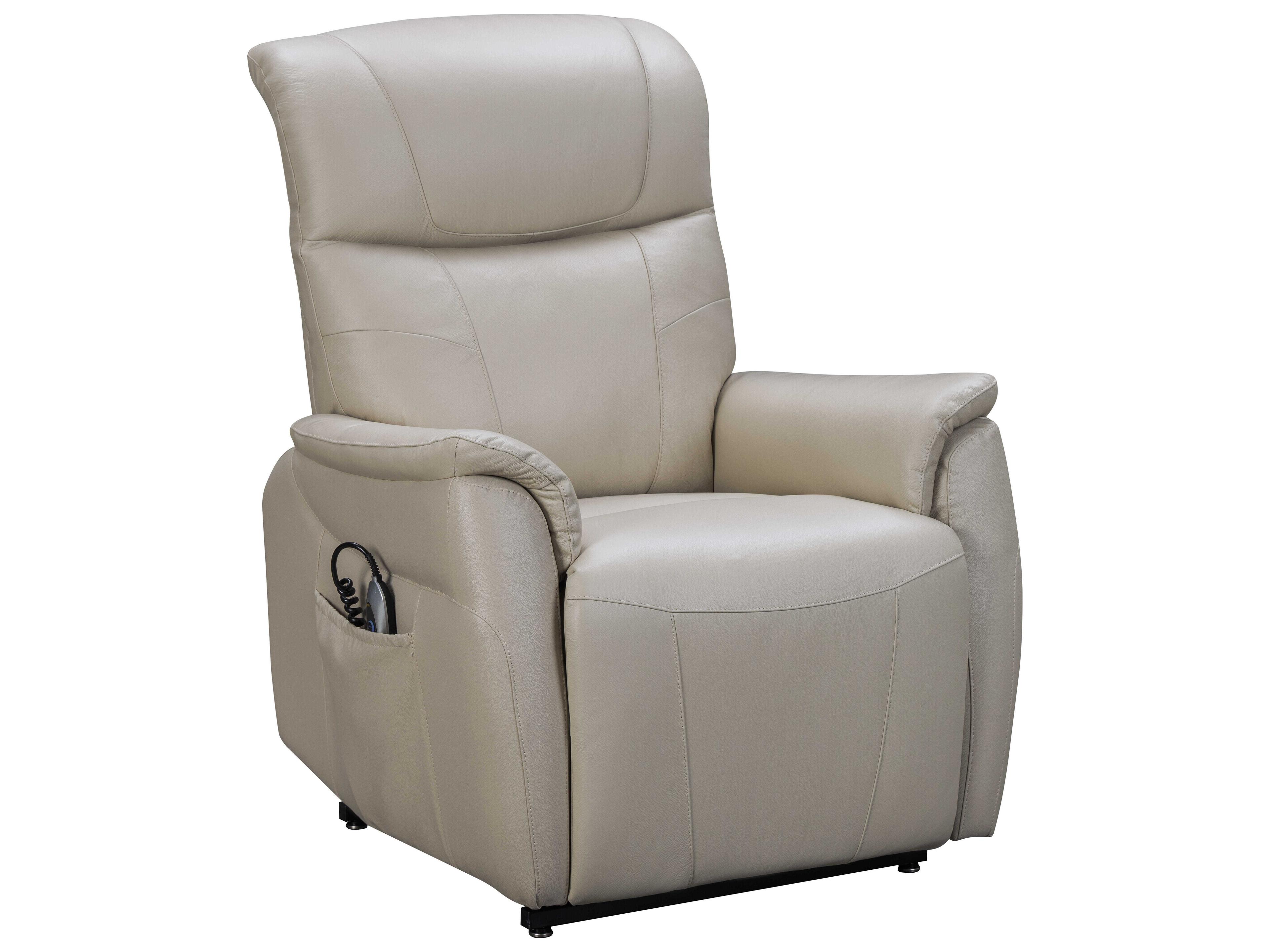 Barcalounger Lux Recline & Lift Leighton Laurel Cream White Faux Leather Recliner