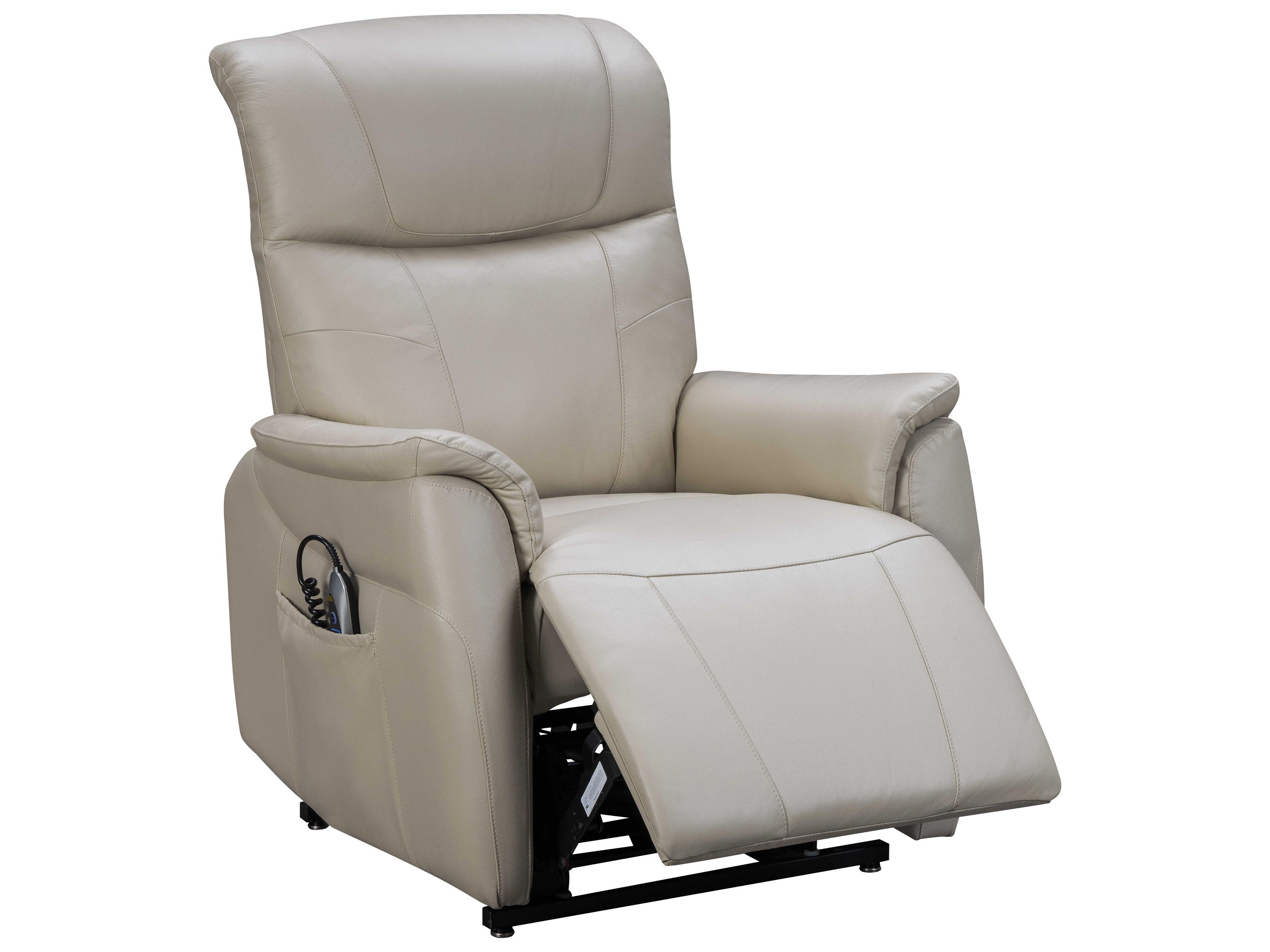 Barcalounger Lux Recline & Lift Leighton Laurel Cream White Faux Leather Recliner