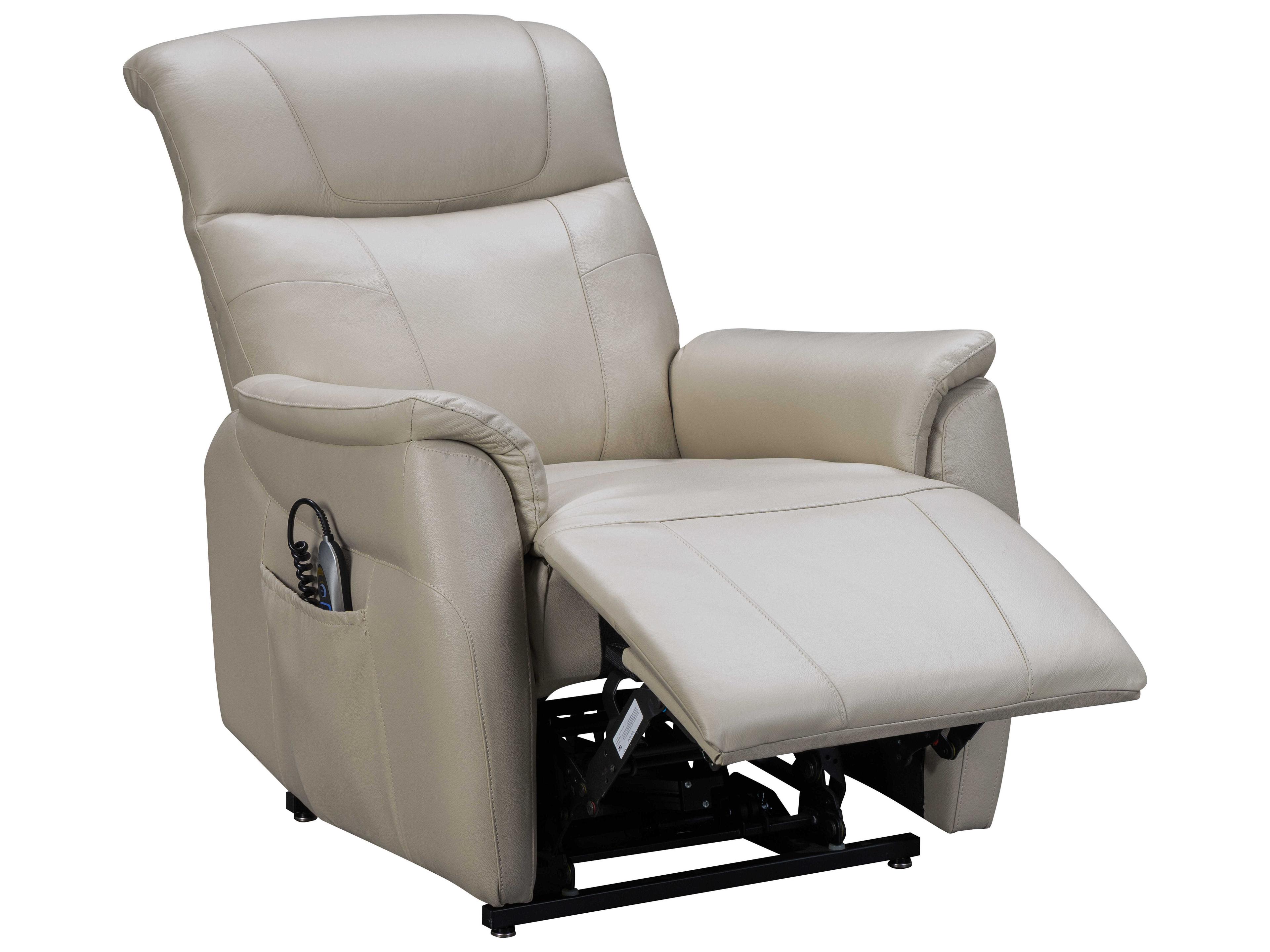 Barcalounger Lux Recline & Lift Leighton Laurel Cream White Faux Leather Recliner