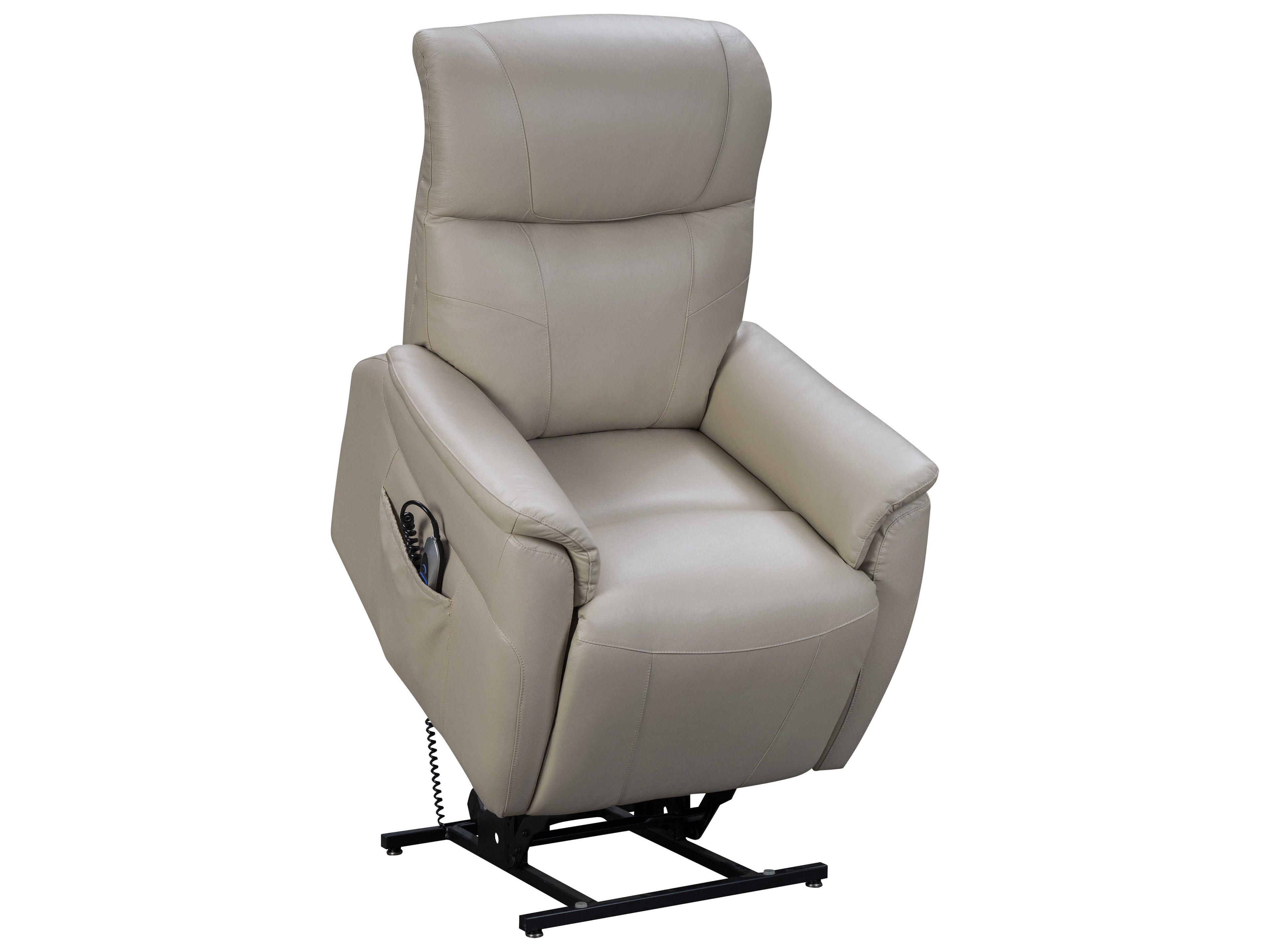 Barcalounger Lux Recline & Lift Leighton Laurel Cream White Faux Leather Recliner