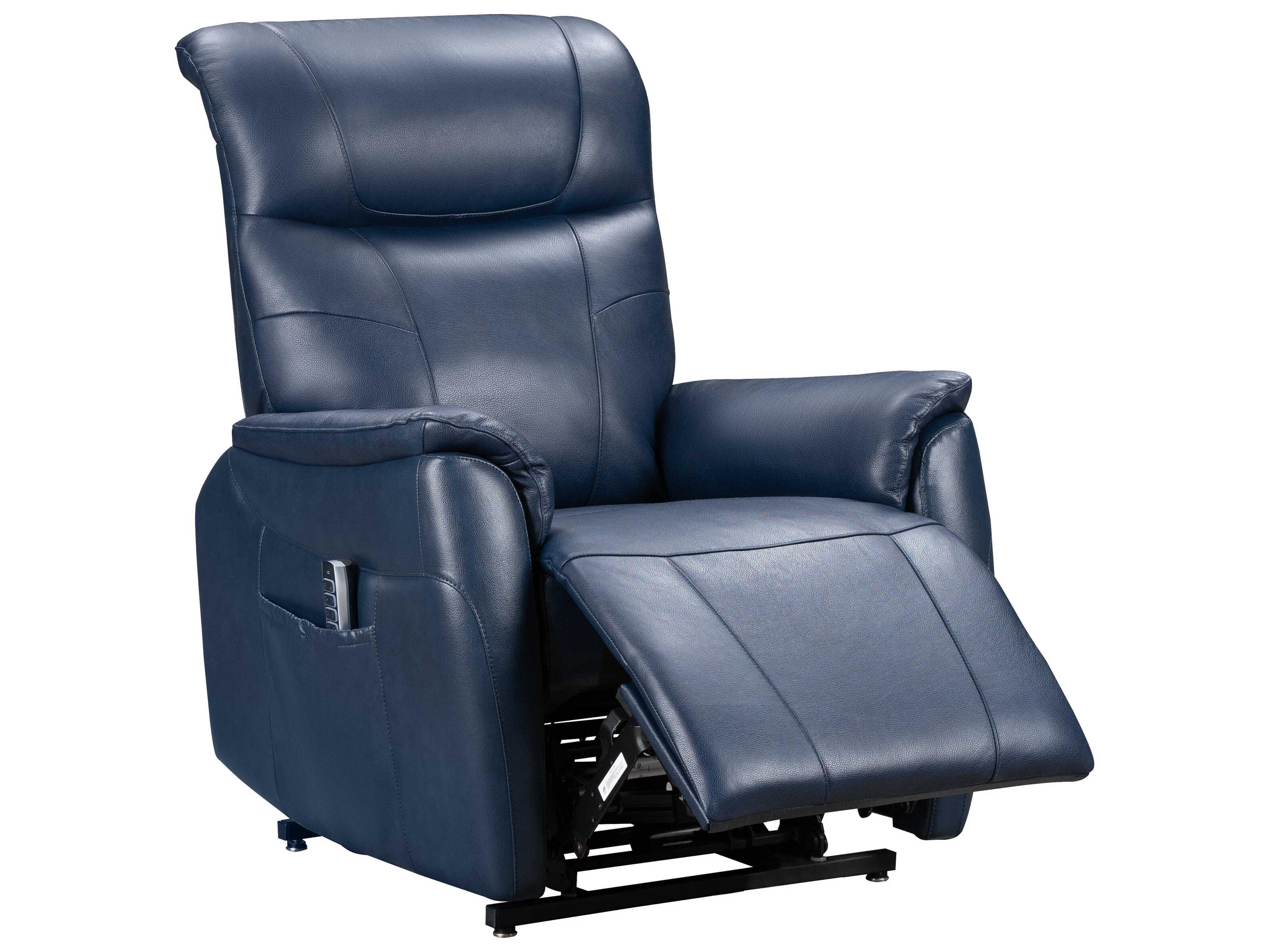 Barcalounger Lux Recline & Lift Leighton Marco Navy Blue Faux Leather Recliner