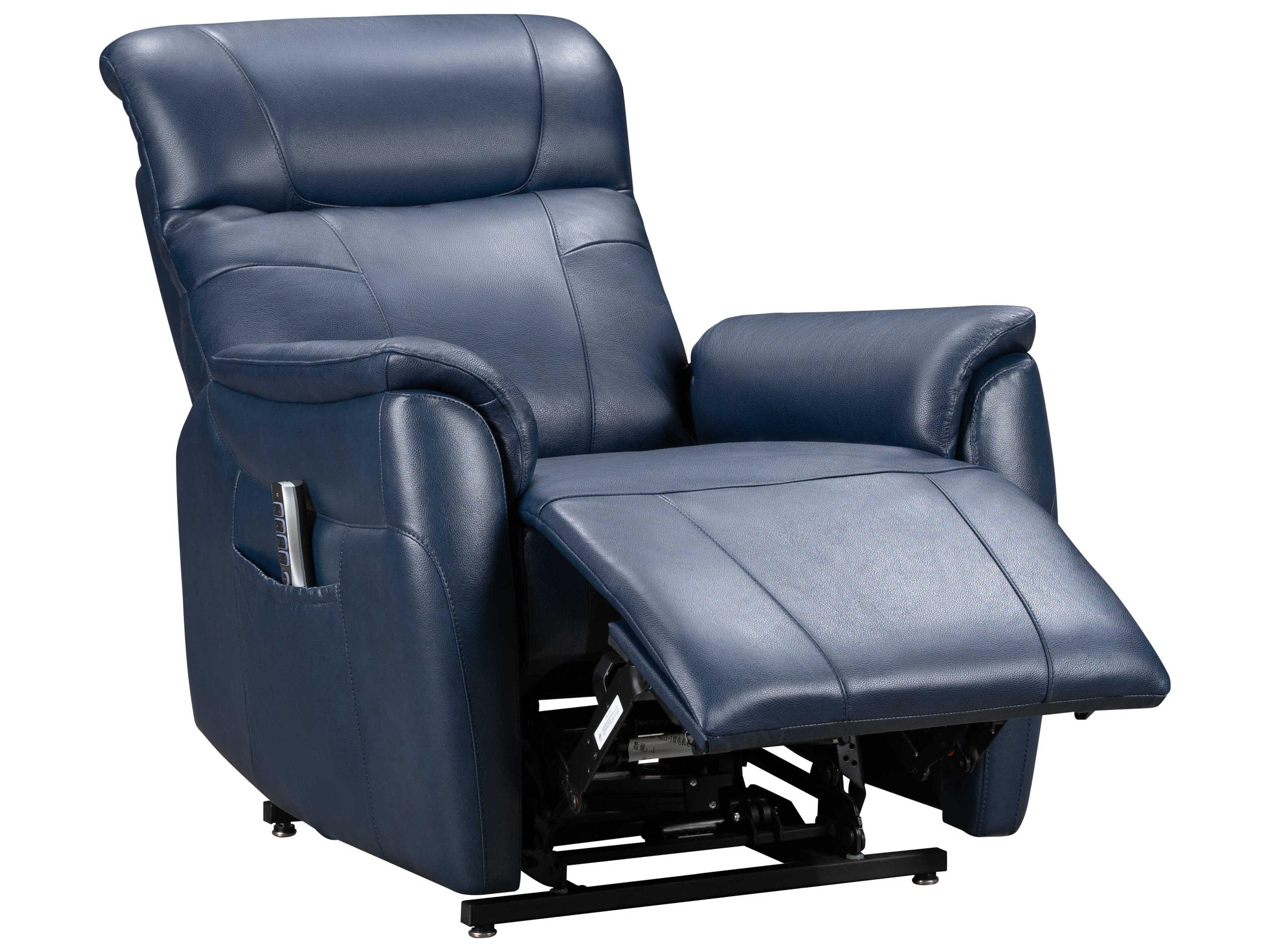 Barcalounger Lux Recline & Lift Leighton Marco Navy Blue Faux Leather Recliner