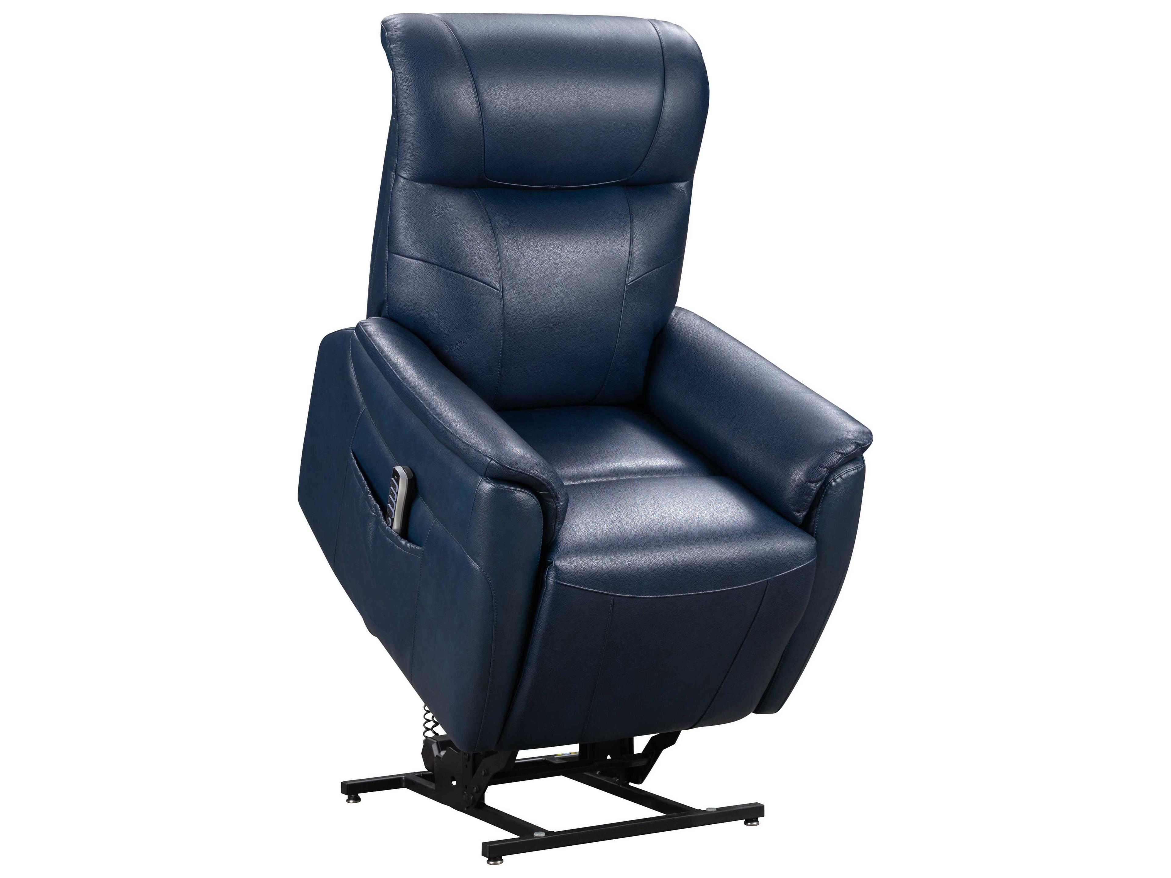 Barcalounger Lux Recline & Lift Leighton Marco Navy Blue Faux Leather Recliner
