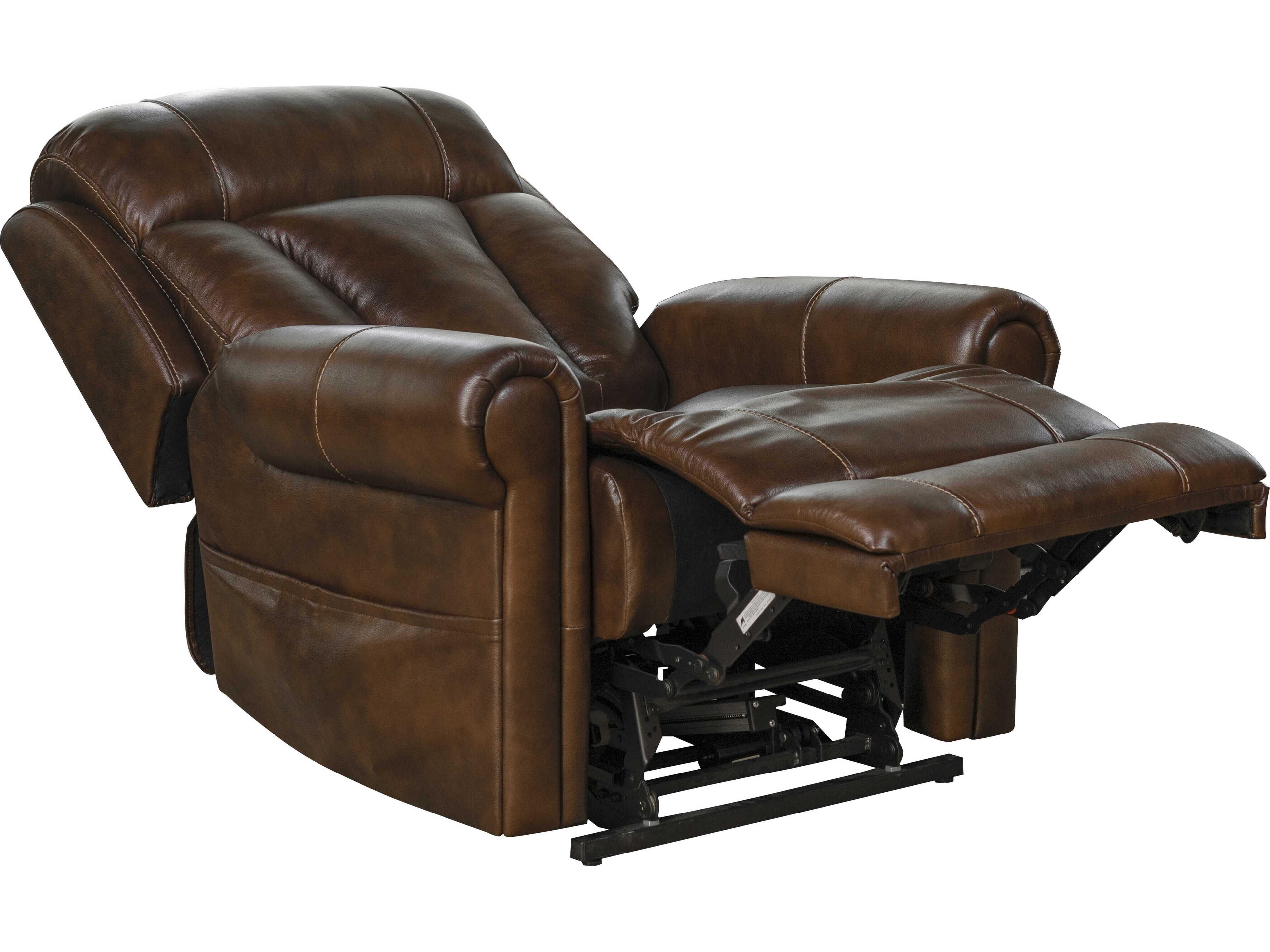 Barcalounger Lux Recline & Lift Lyndon Tonya Brown Faux Leather Recliner