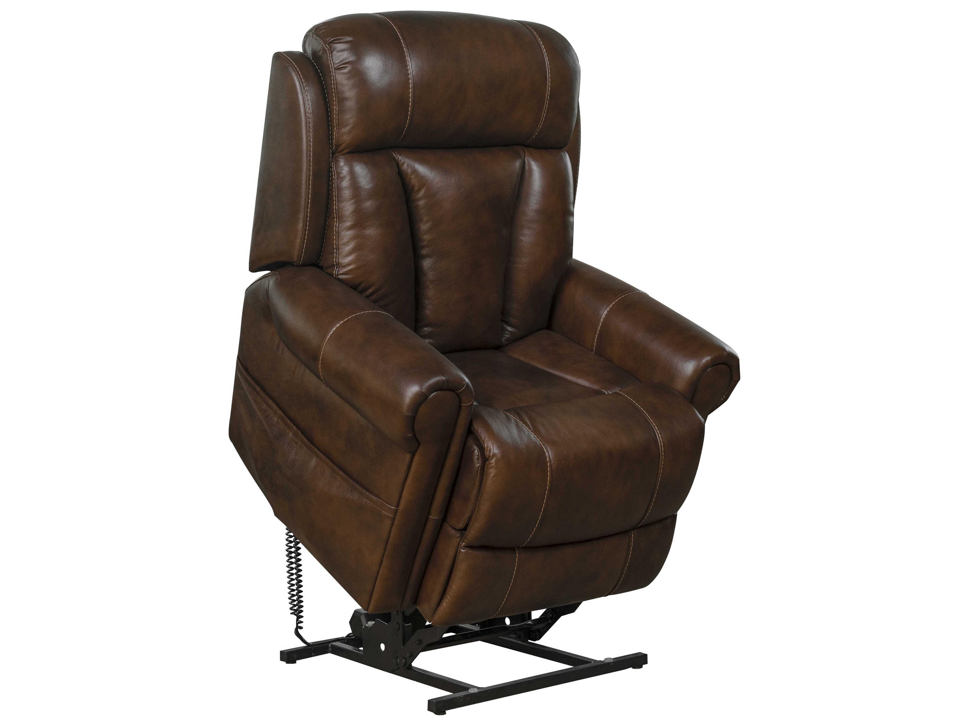 Barcalounger Lux Recline & Lift Lyndon Tonya Brown Faux Leather Recliner