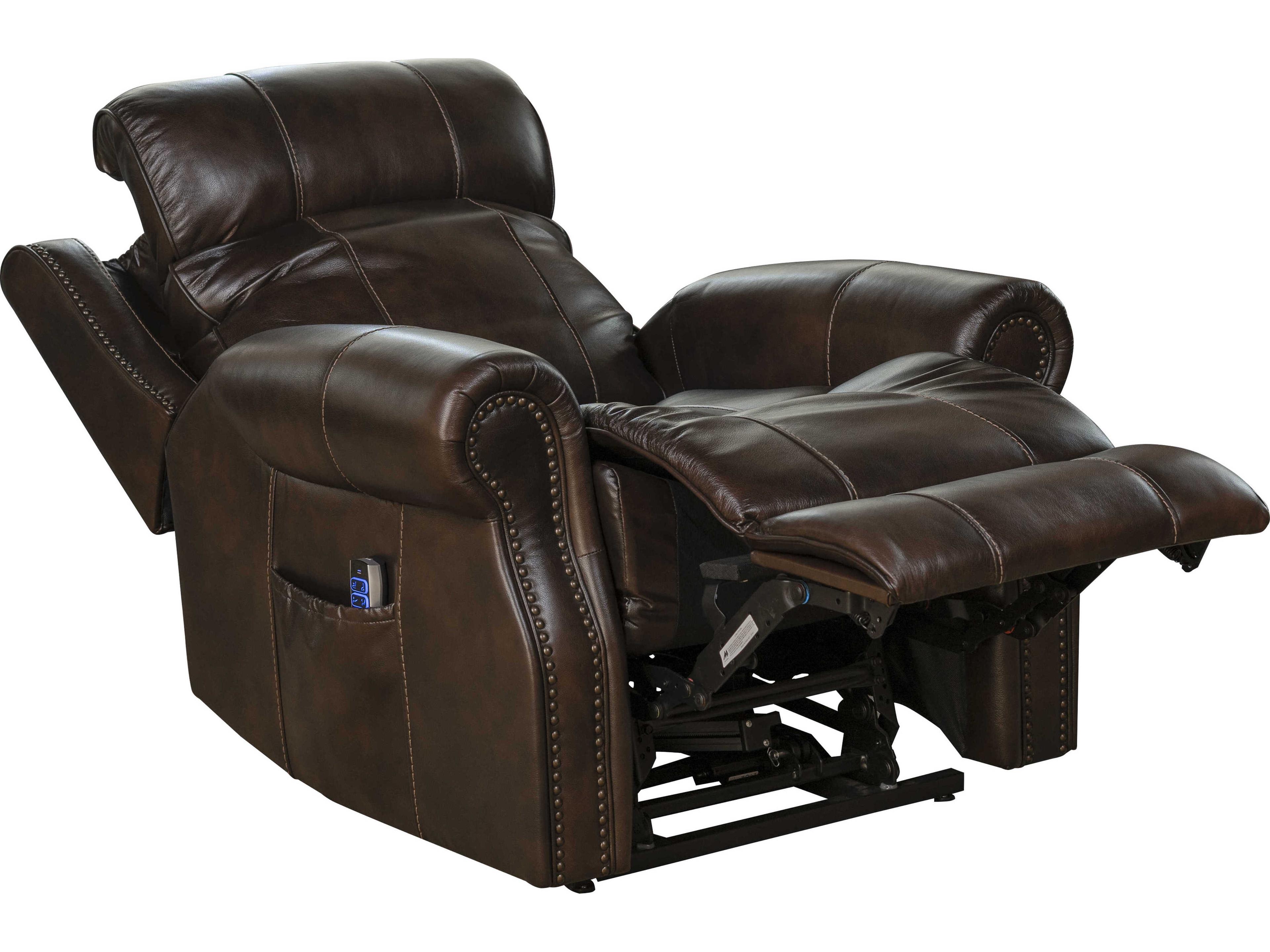 Barcalounger Lux Recline & Lift Langston Tonya Brown Faux Leather Recliner