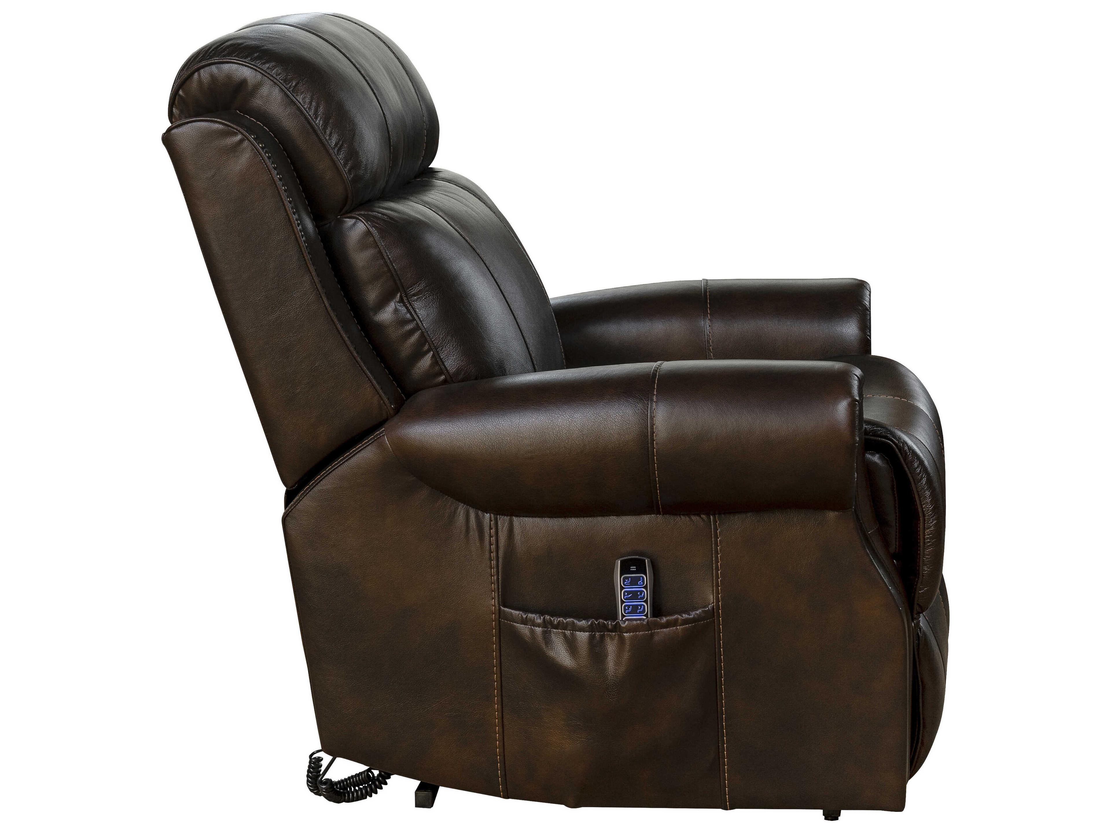 Barcalounger Lux Recline & Lift Langston Tonya Brown Faux Leather Recliner
