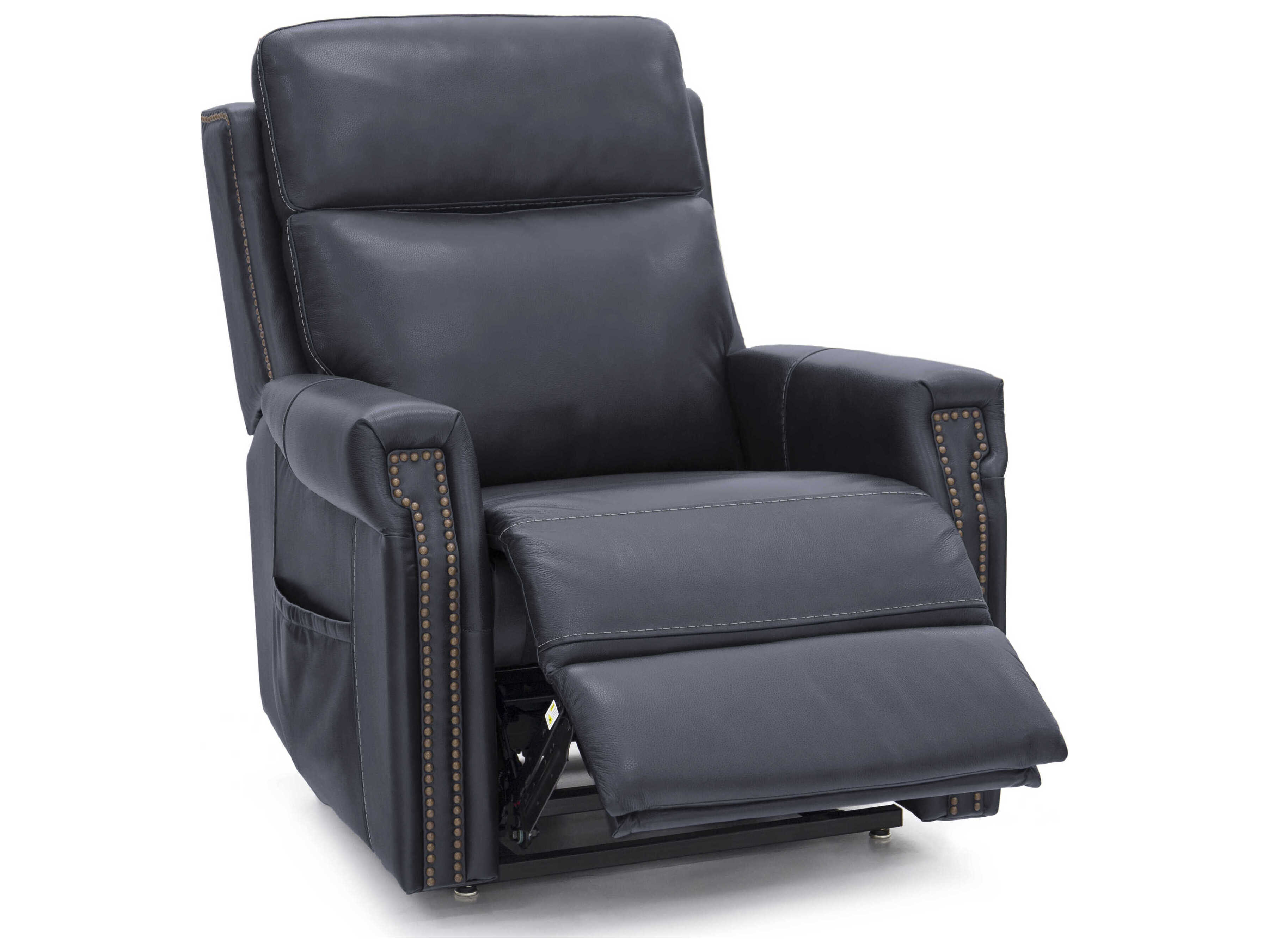 Barcalounger Lux Recline & Lift Louisville Rainer Ocean Blue Faux Leather Recliner