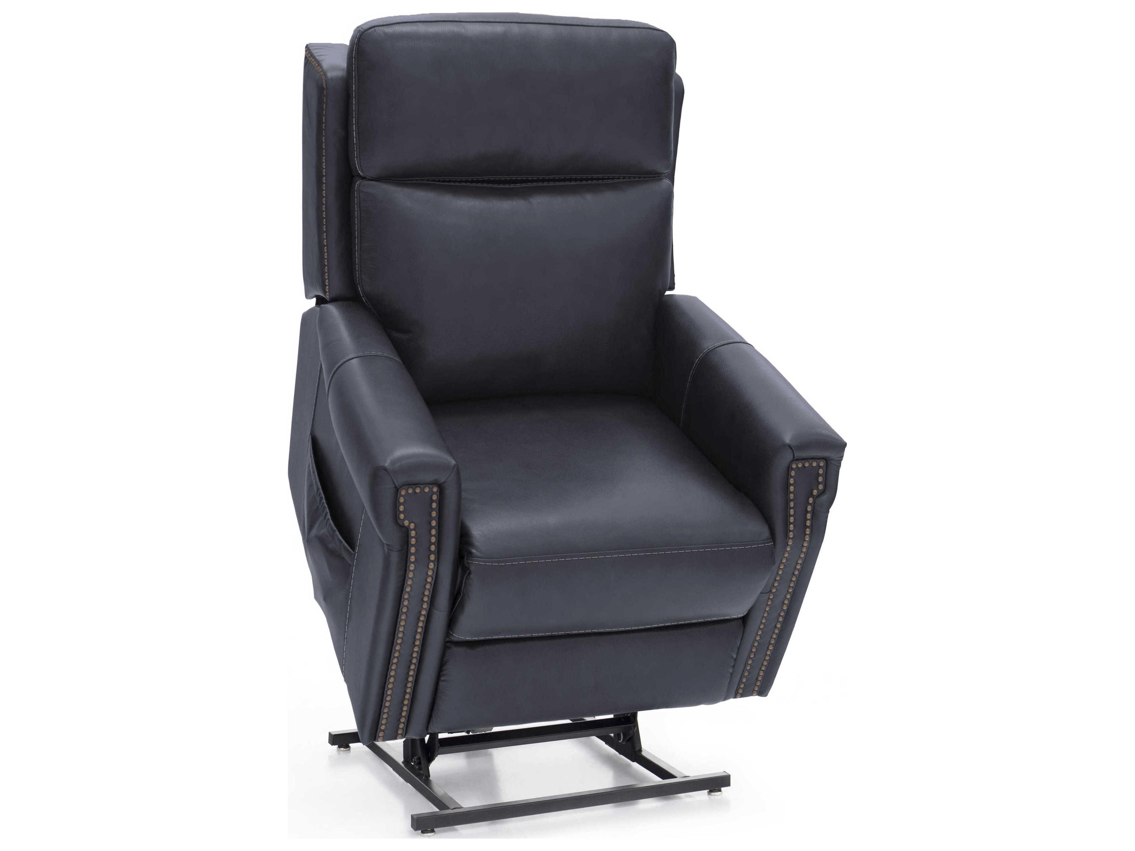 Barcalounger Lux Recline & Lift Louisville Rainer Ocean Blue Faux Leather Recliner