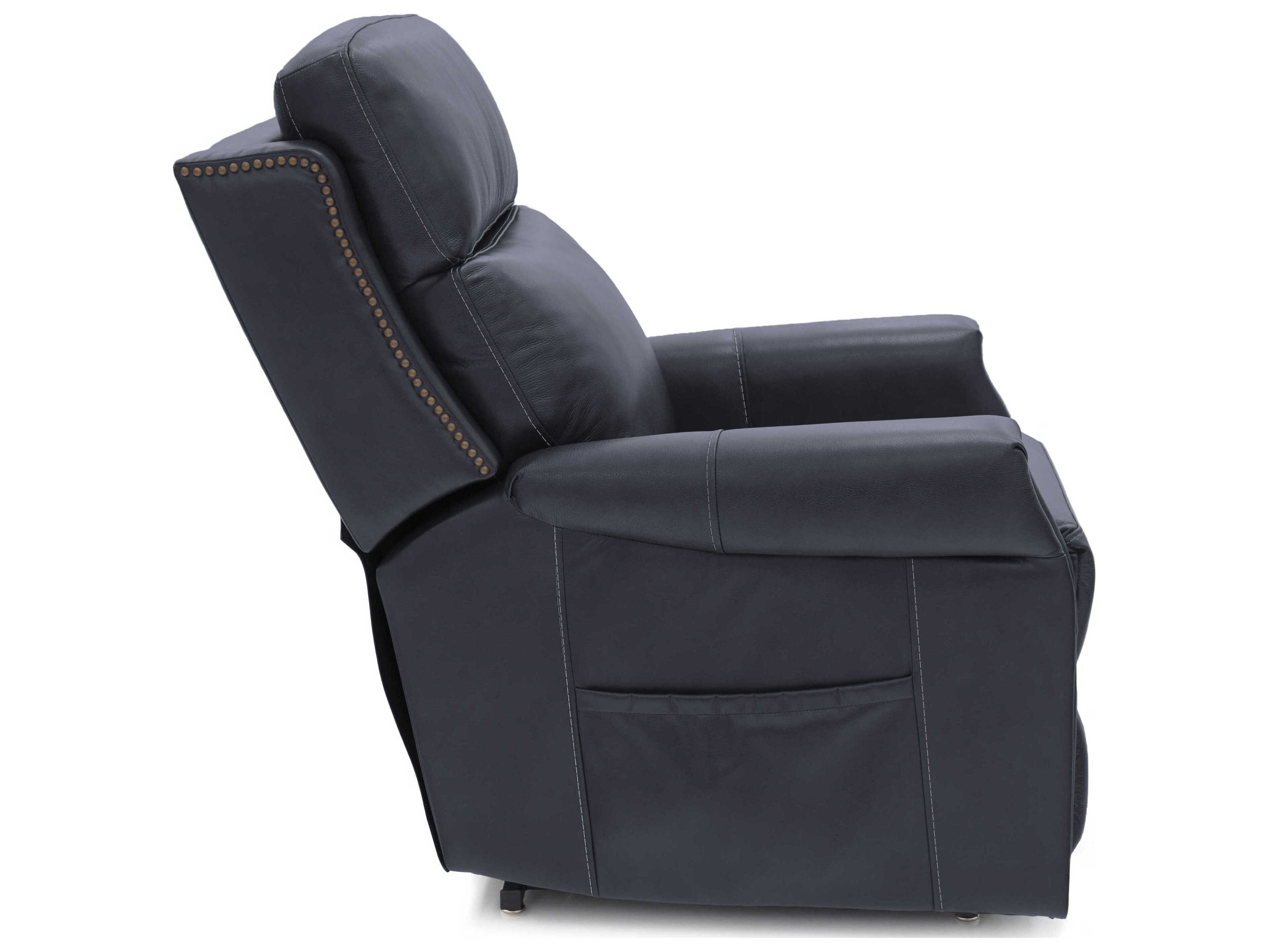 Barcalounger Lux Recline & Lift Louisville Rainer Ocean Blue Faux Leather Recliner