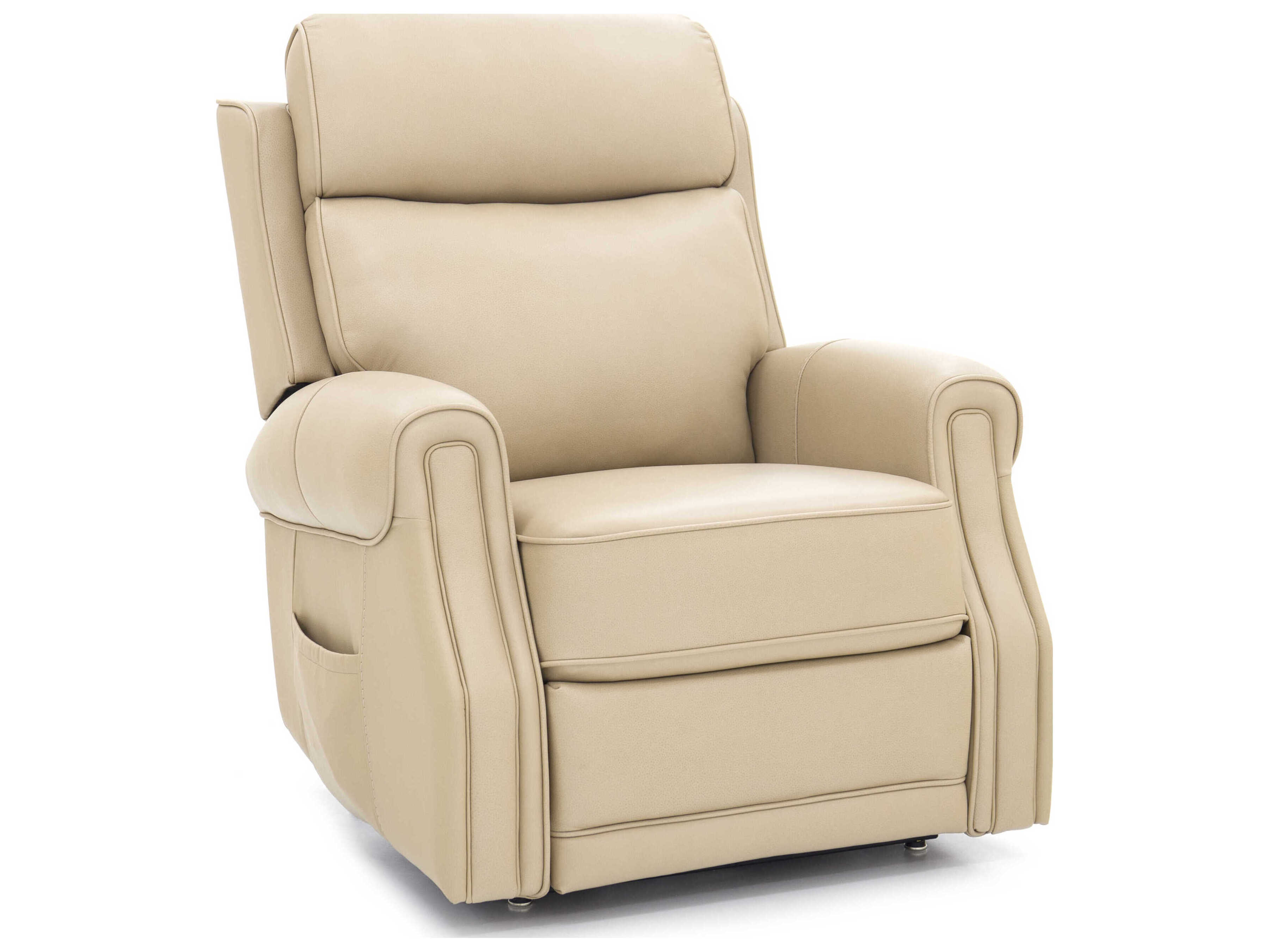 Barcalounger Lux Recline & Lift Lance Sorrento Sand Tan Faux Leather Recliner