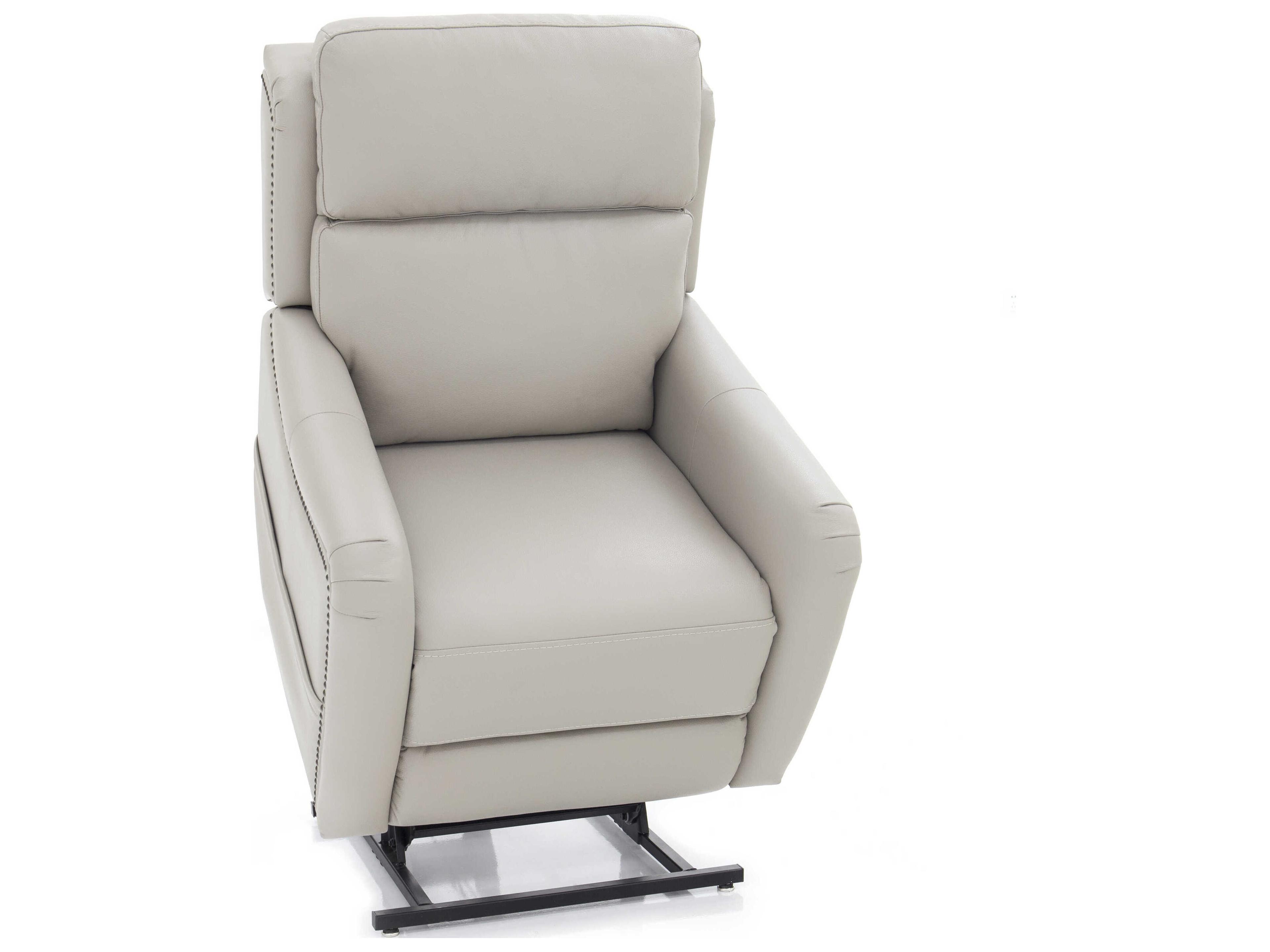 Barcalounger Lux Recline & Lift Longview Rainer Dove White Faux Leather Recliner