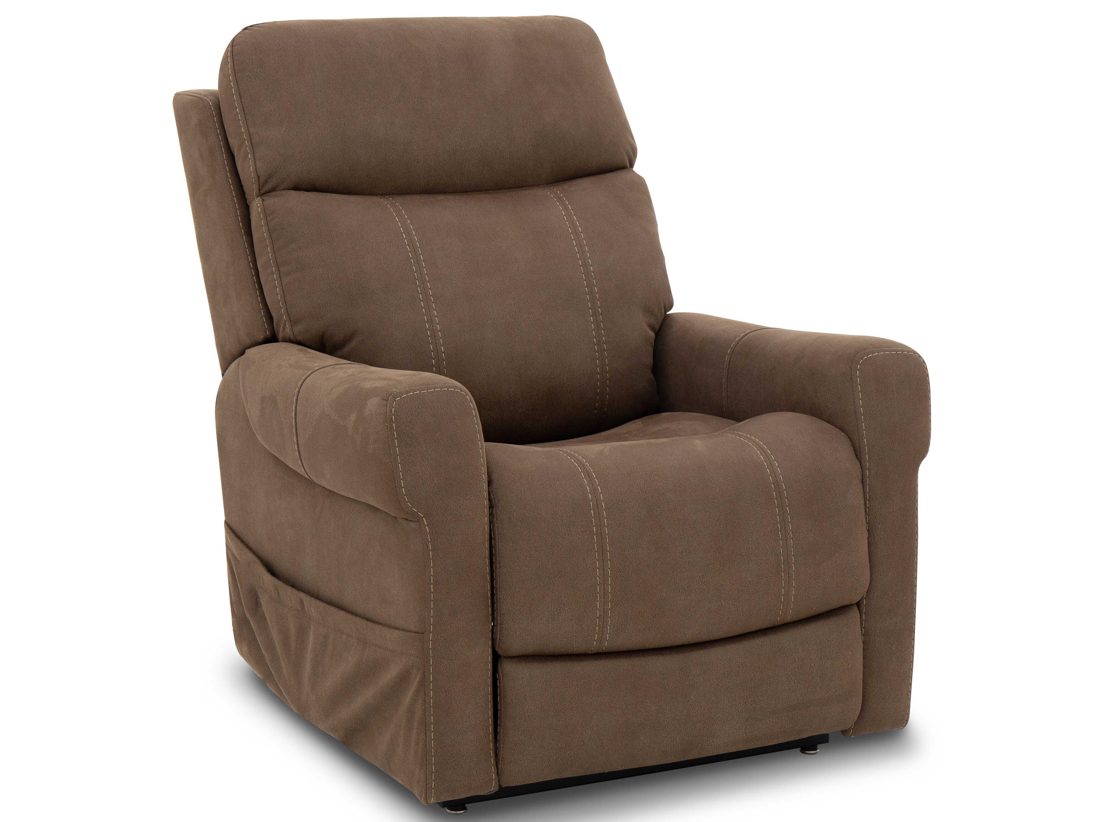 Barcalounger Lux Recline & Lift Lloyd Stonewash Granite Brown Upholstered Recliner