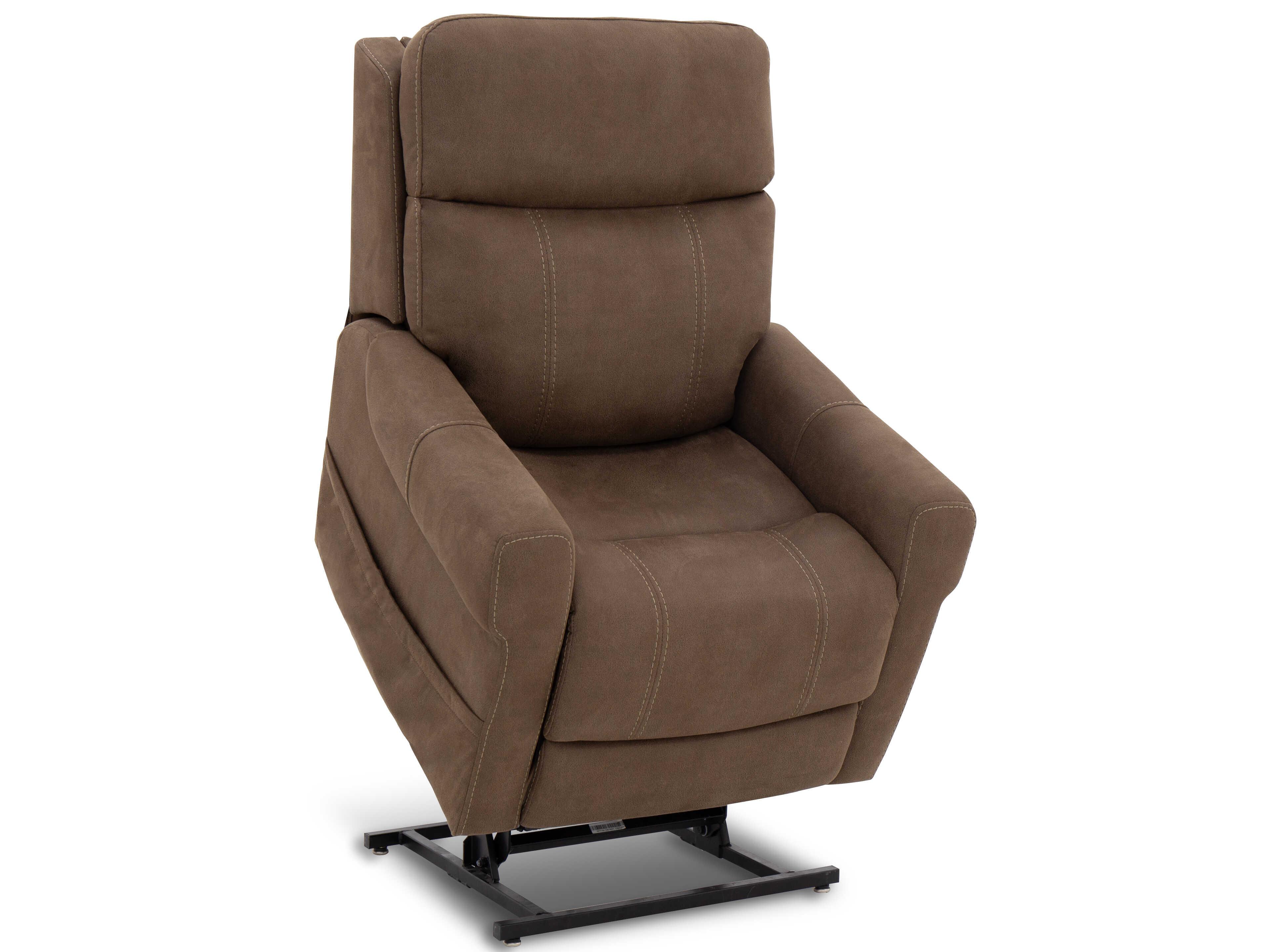 Barcalounger Lux Recline & Lift Lloyd Stonewash Granite Brown Upholstered Recliner