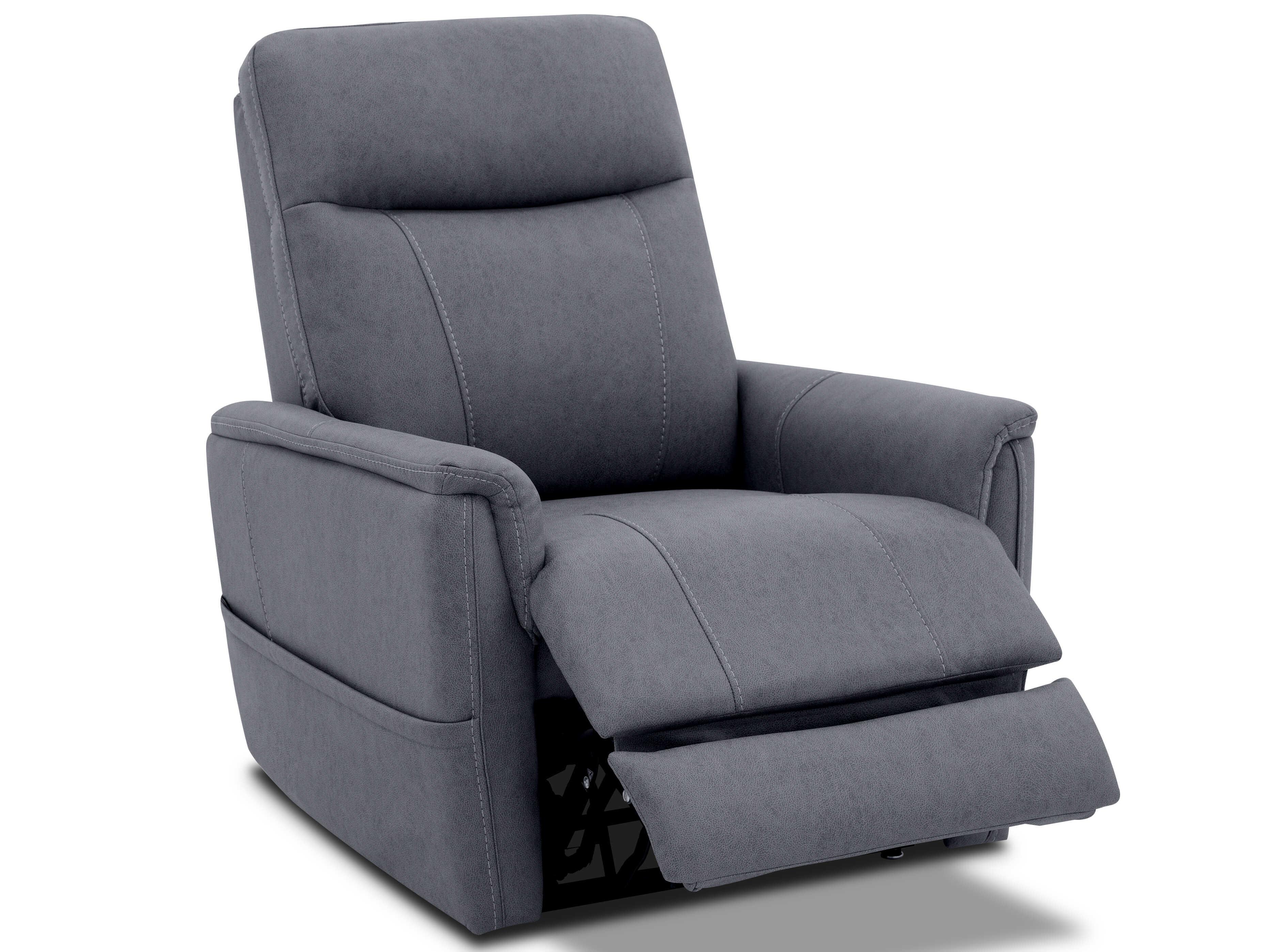 Barcalounger Lux Recline & Lift Montclair Jumbo Slate Gray Upholstered Recliner