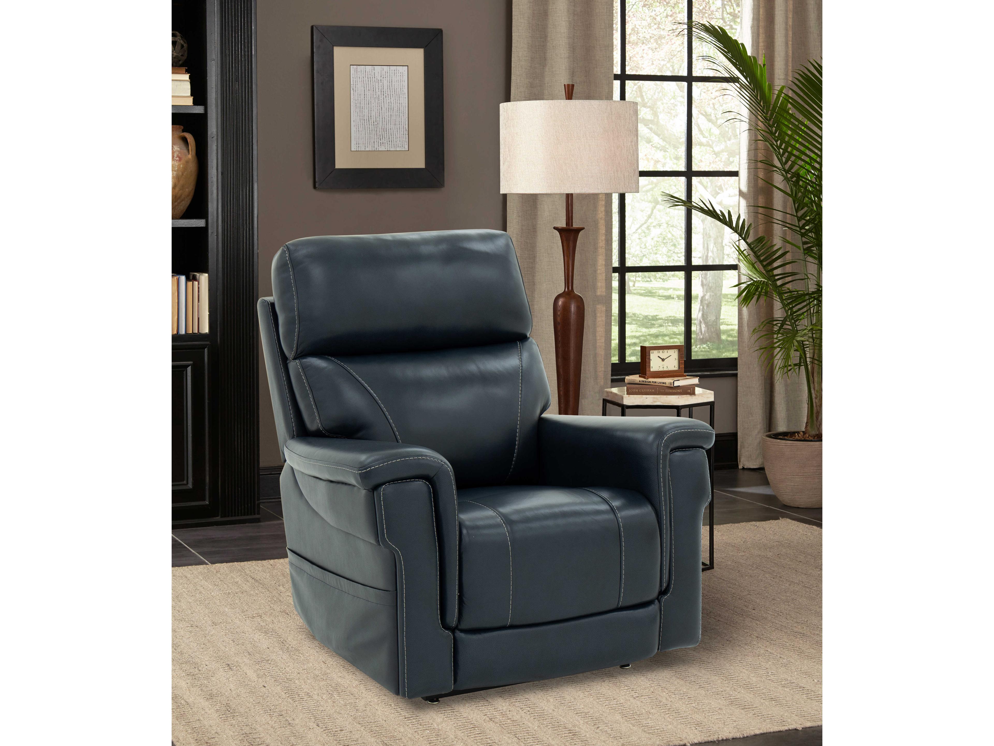 Barcalounger Lux Recline & Lift Moorpark Sorrento Ocean Black Faux Leather Recliner