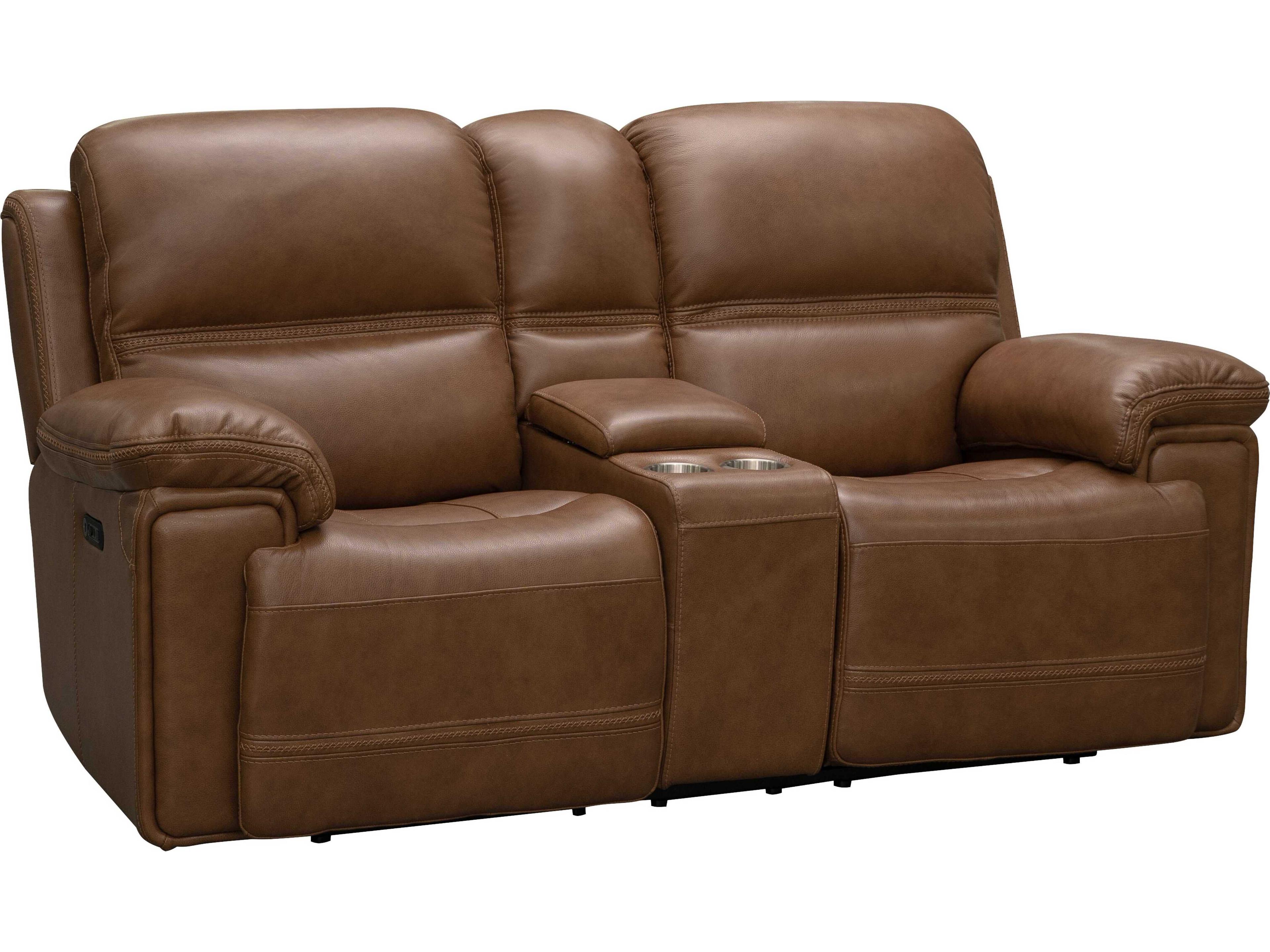 Barcalounger Modern Expressions Sedrick Spence Caramel Brown Faux Leather Loveseat