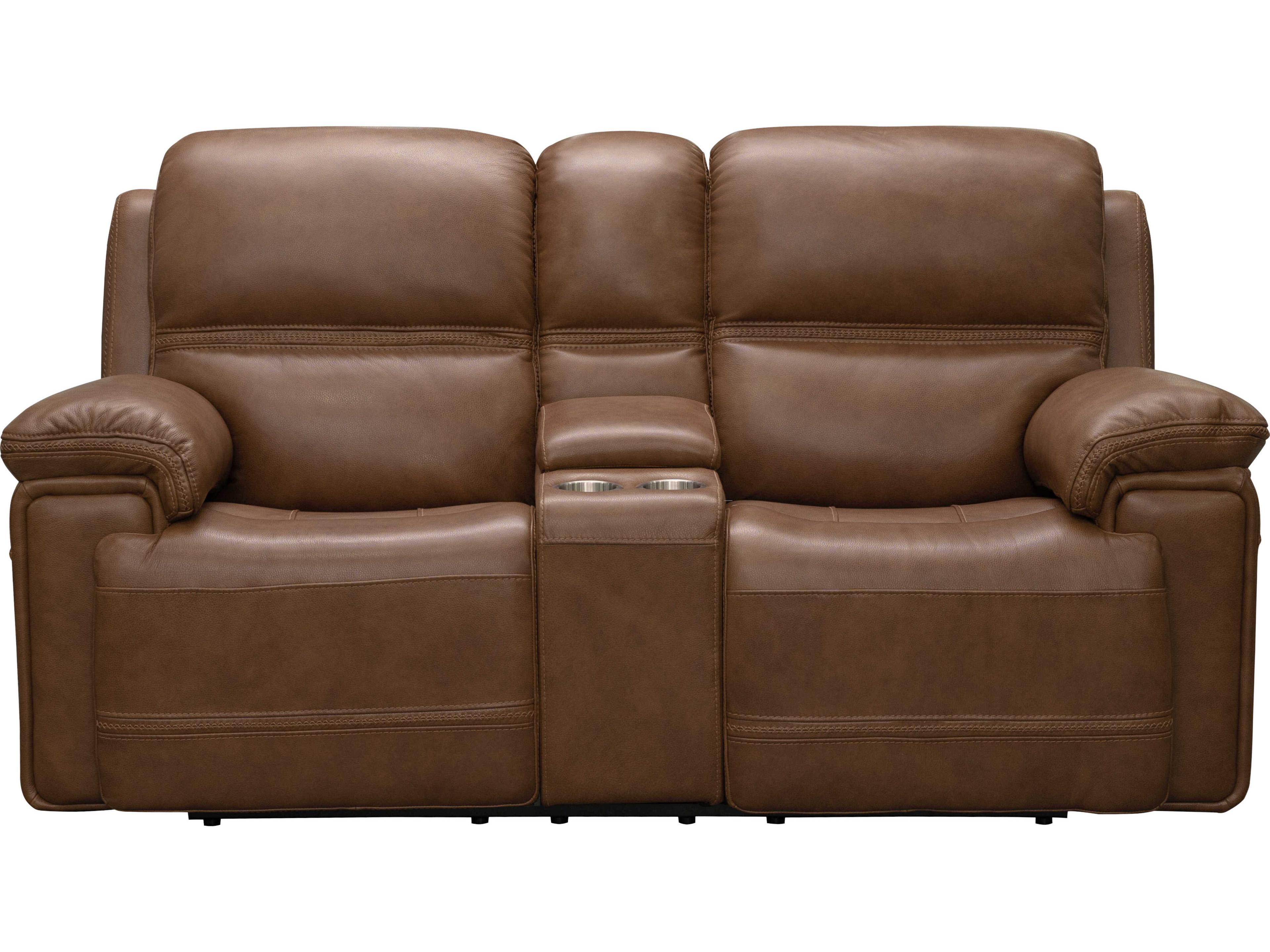 Barcalounger Modern Expressions Sedrick Spence Caramel Brown Faux Leather Loveseat