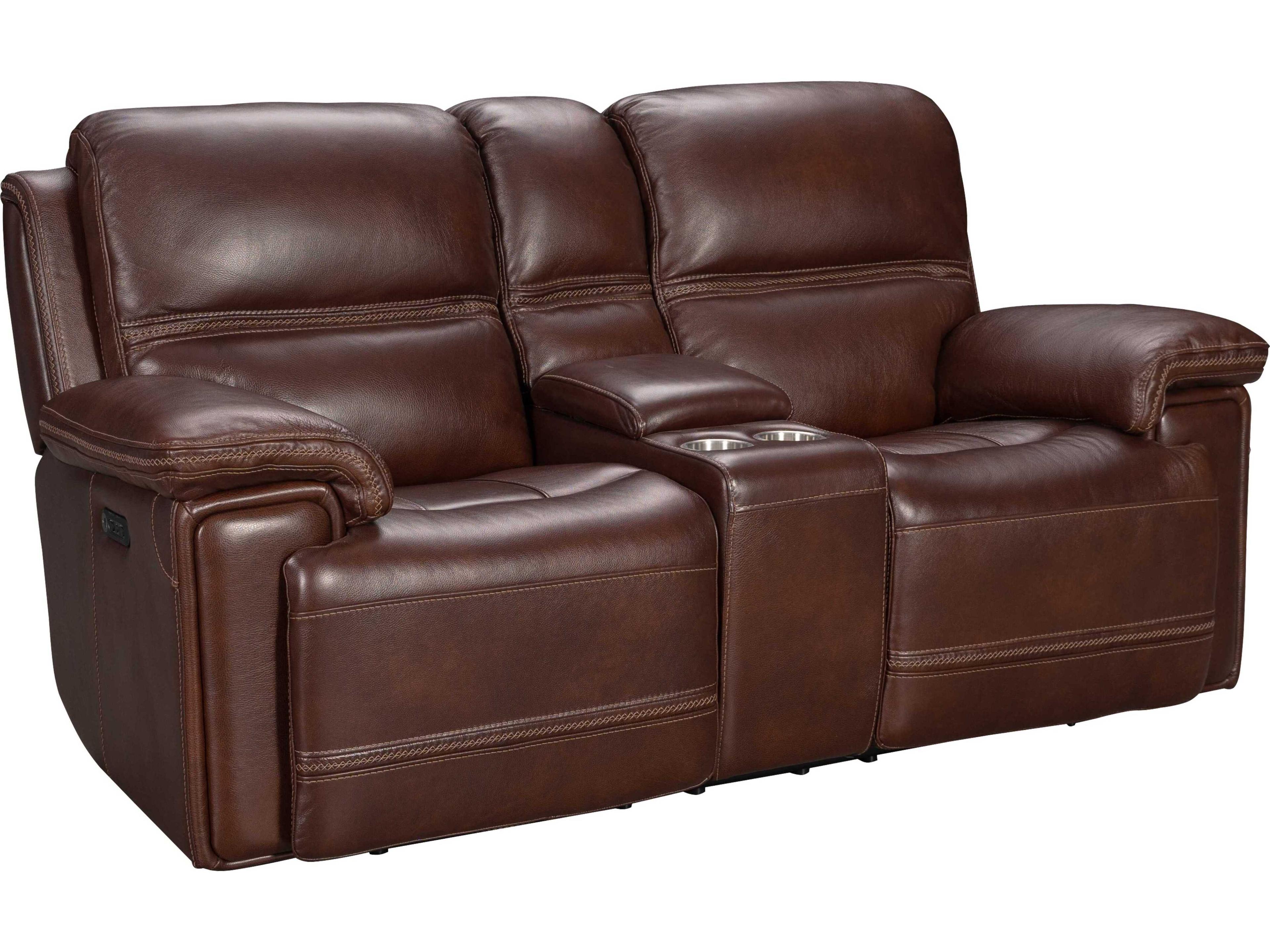 Barcalounger Modern Expressions Sedrick El Paso Walnut Brown Faux Leather Loveseat