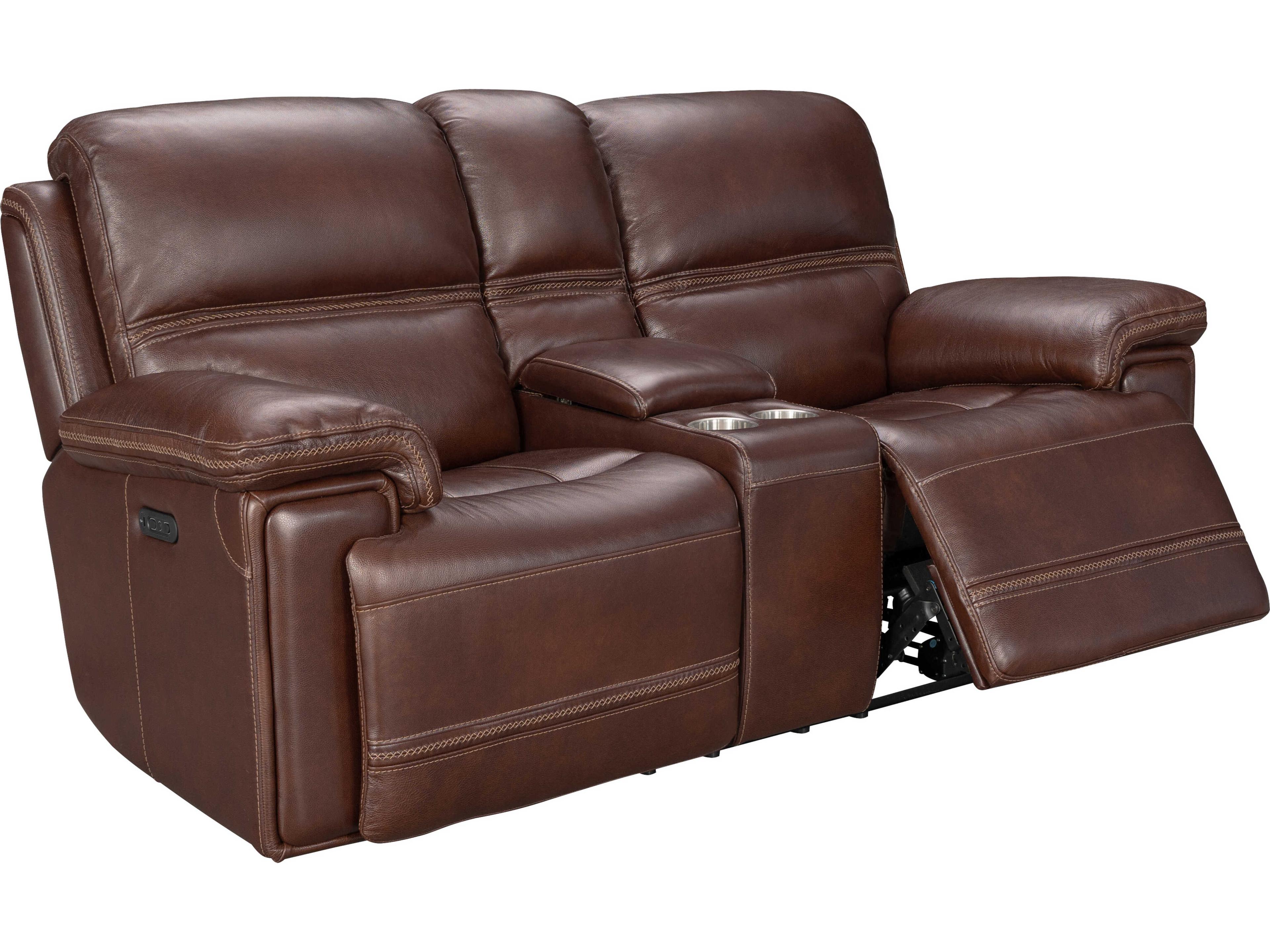 Barcalounger Modern Expressions Sedrick El Paso Walnut Brown Faux Leather Loveseat