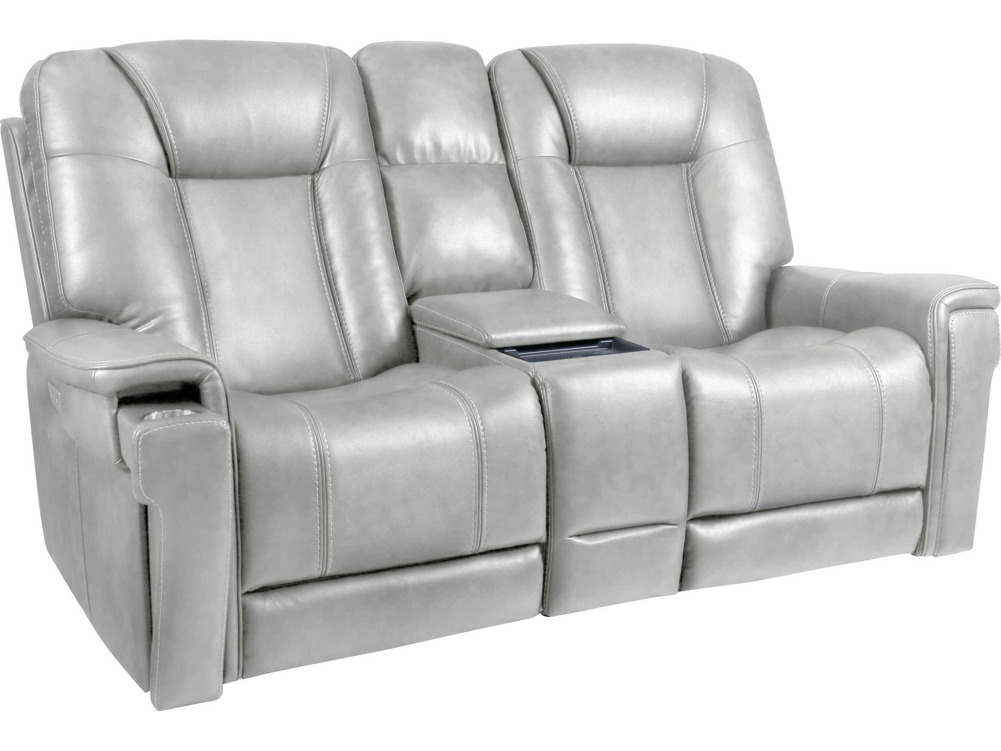 Barcalounger Modern Expressions Sanibel Rainer Dove Gray Faux Leather Loveseat