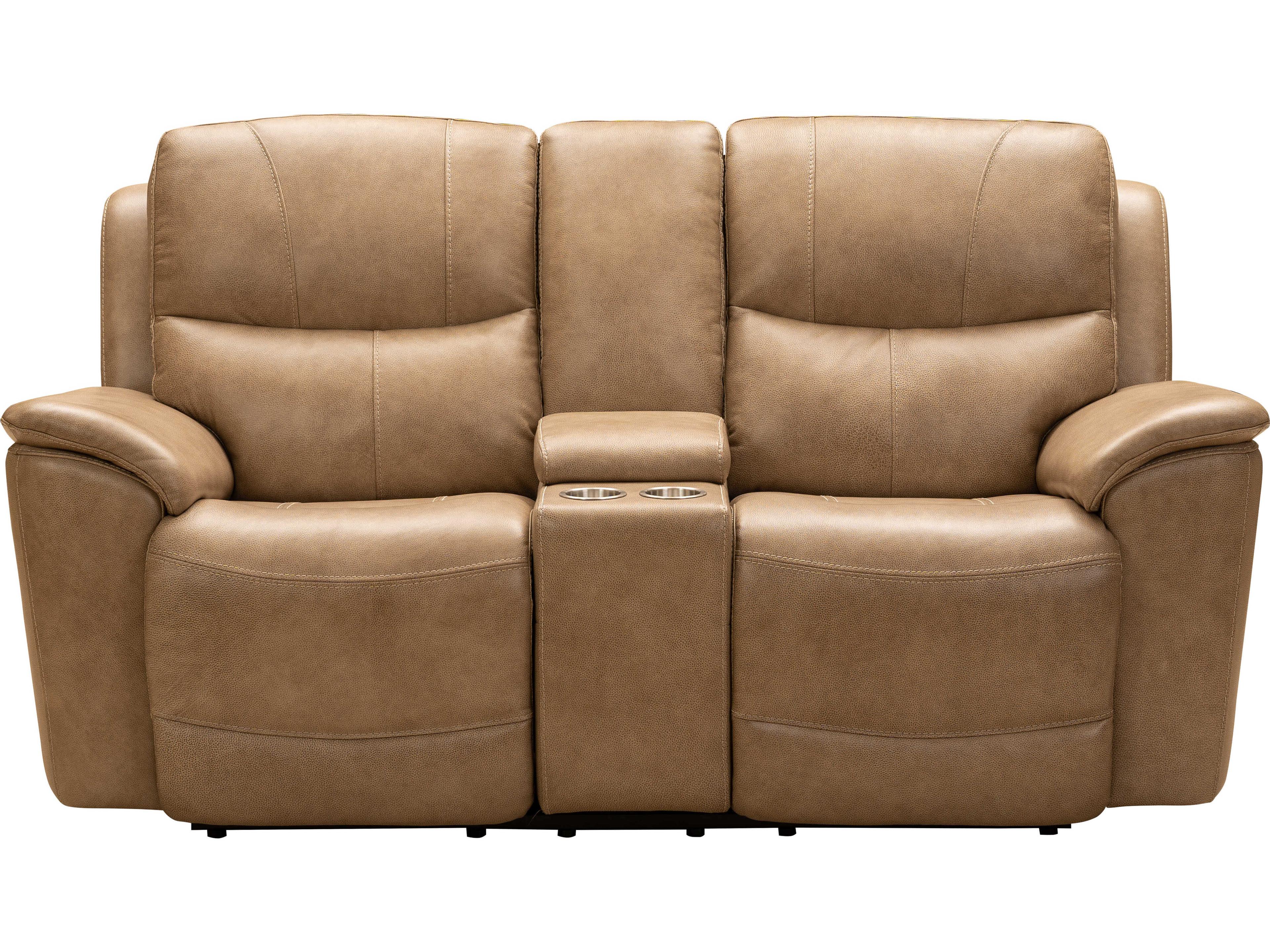 Barcalounger Modern Expressions Kaden Elliott Taupe Tan Faux Leather Loveseat