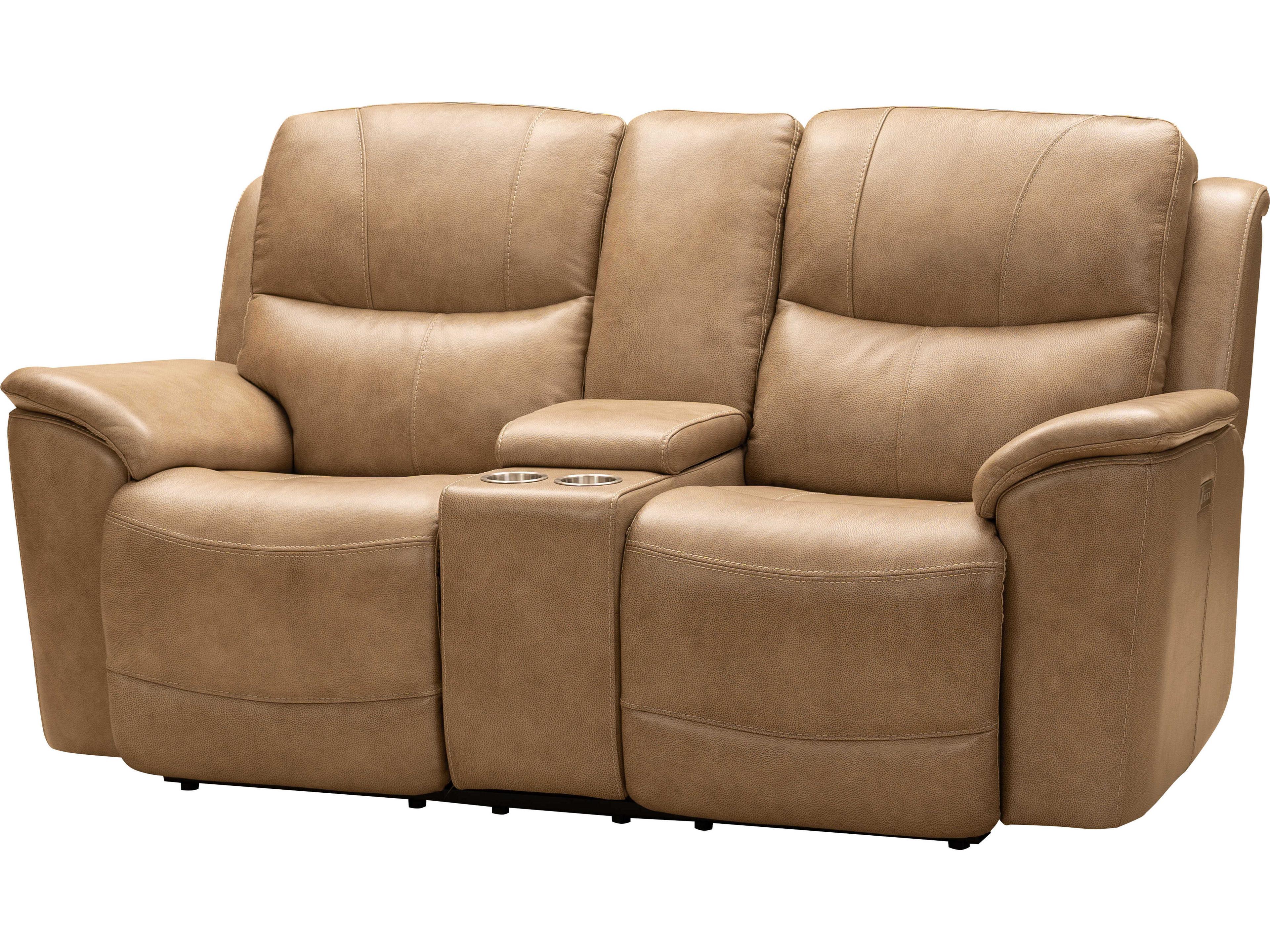 Barcalounger Modern Expressions Kaden Elliott Taupe Tan Faux Leather Loveseat