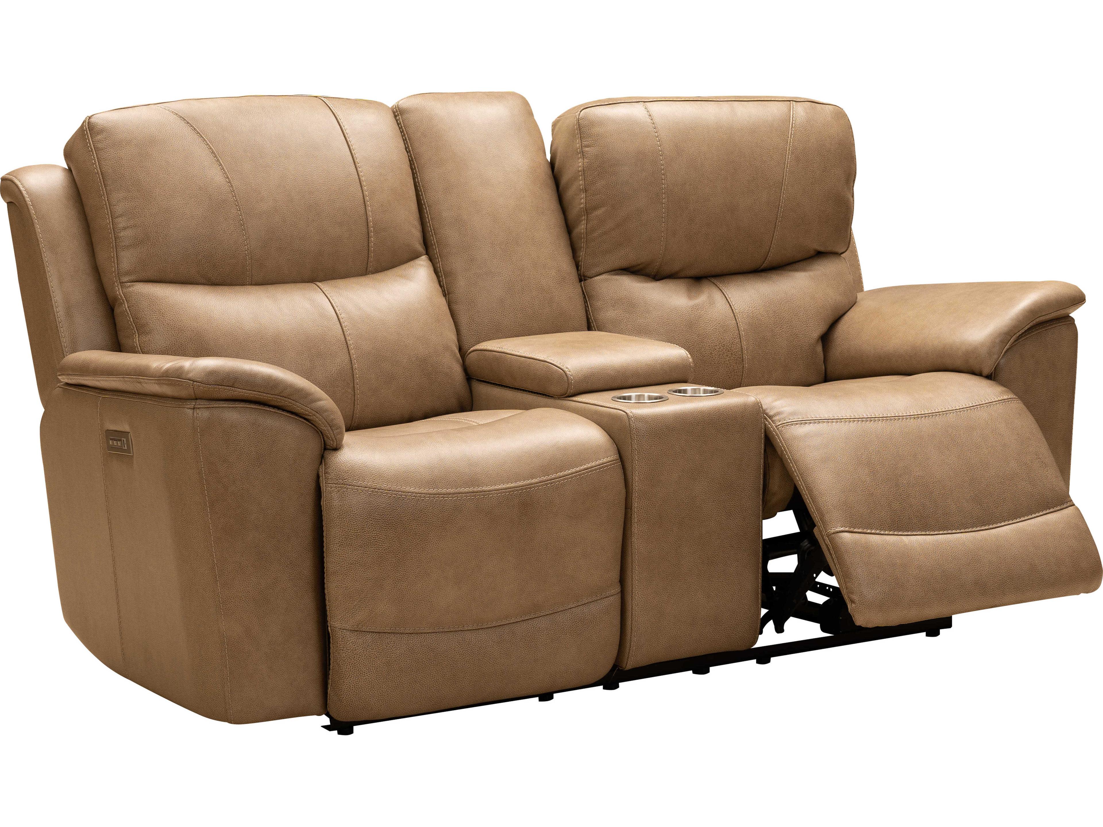 Barcalounger Modern Expressions Kaden Elliott Taupe Tan Faux Leather Loveseat