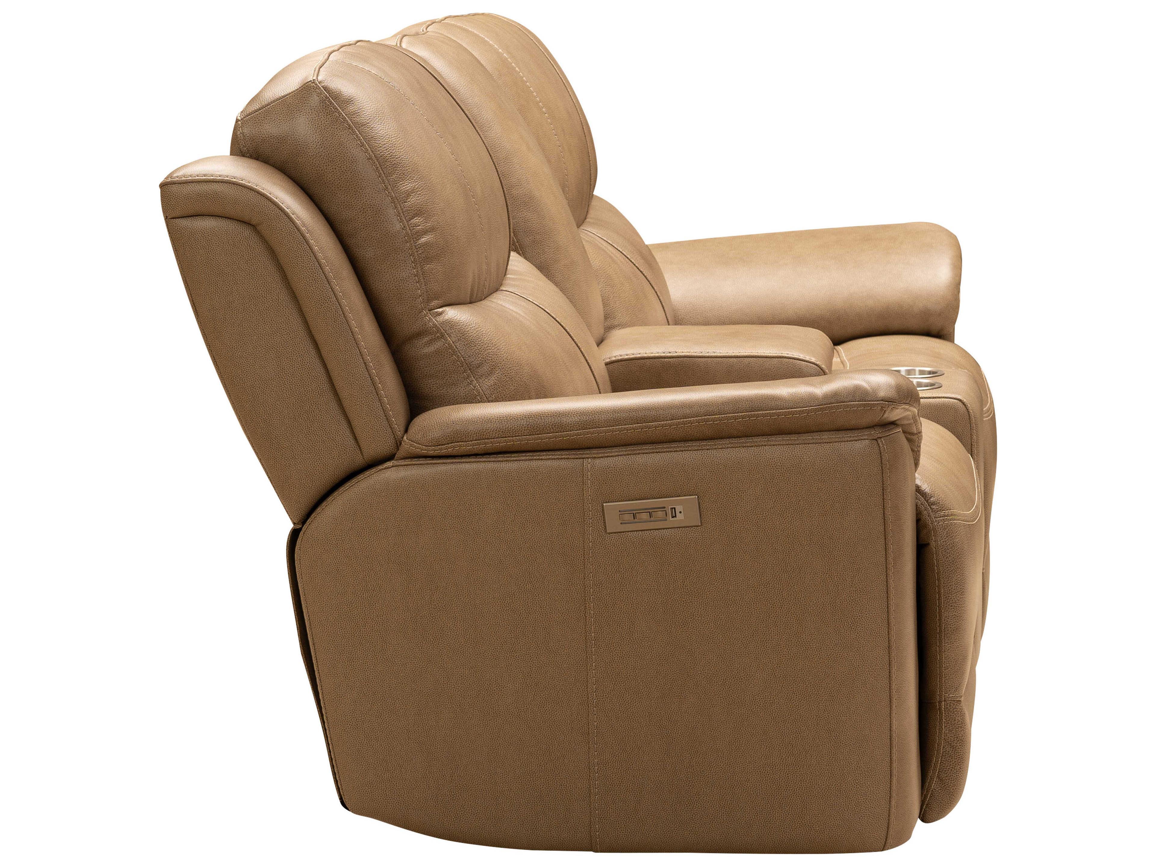 Barcalounger Modern Expressions Kaden Elliott Taupe Tan Faux Leather Loveseat