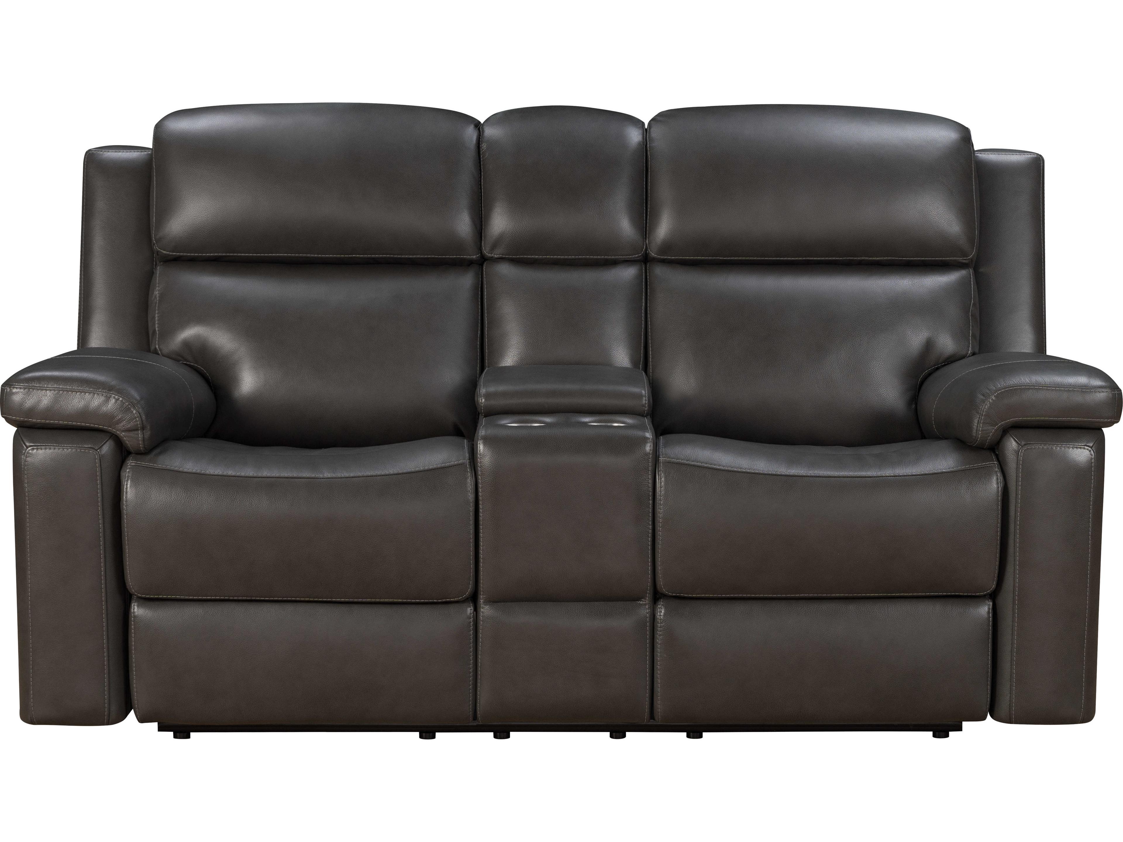 Barcalounger Media Leon Matteo Smokey Gray Faux Leather Loveseat