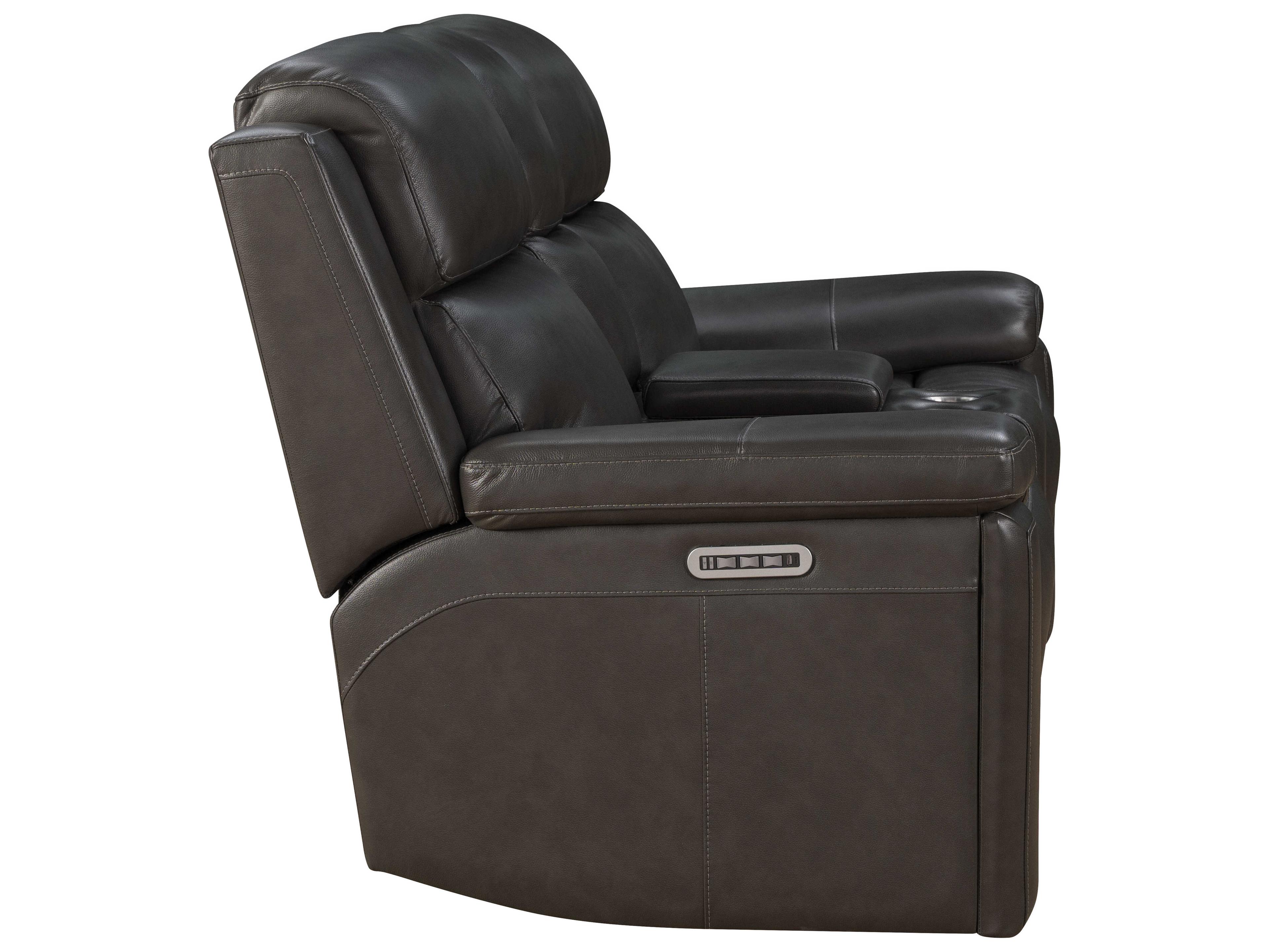 Barcalounger Media Leon Matteo Smokey Gray Faux Leather Loveseat