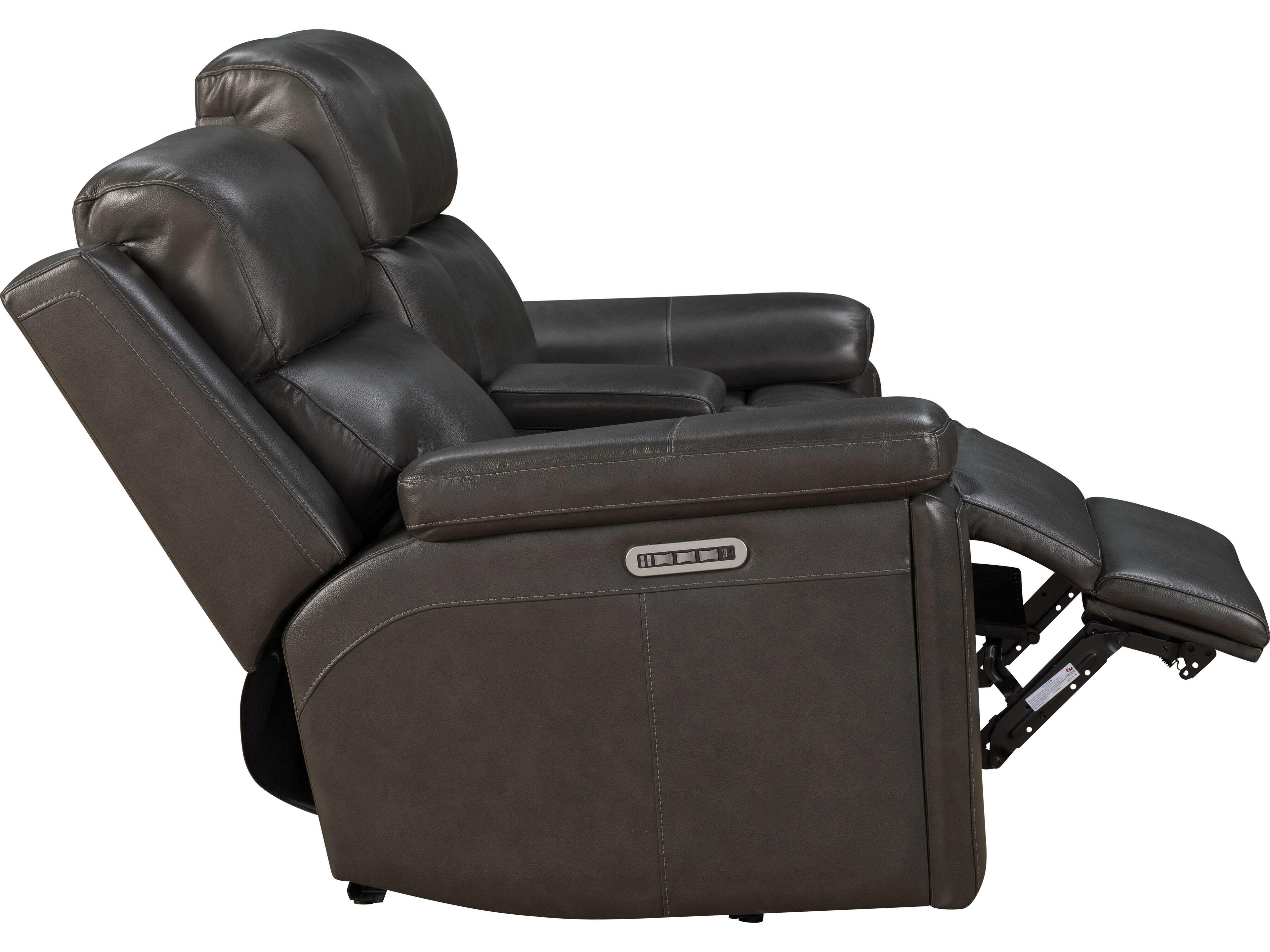 Barcalounger Media Leon Matteo Smokey Gray Faux Leather Loveseat