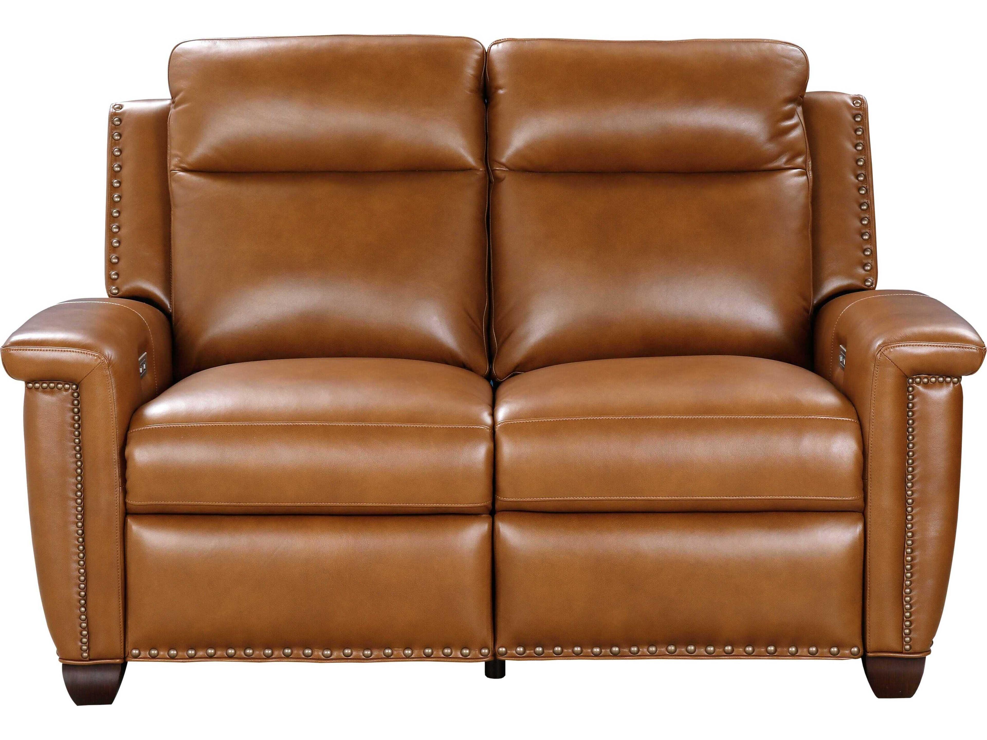 Barcalounger Vintage Briar Elwood Saddle Brown Leather Loveseat