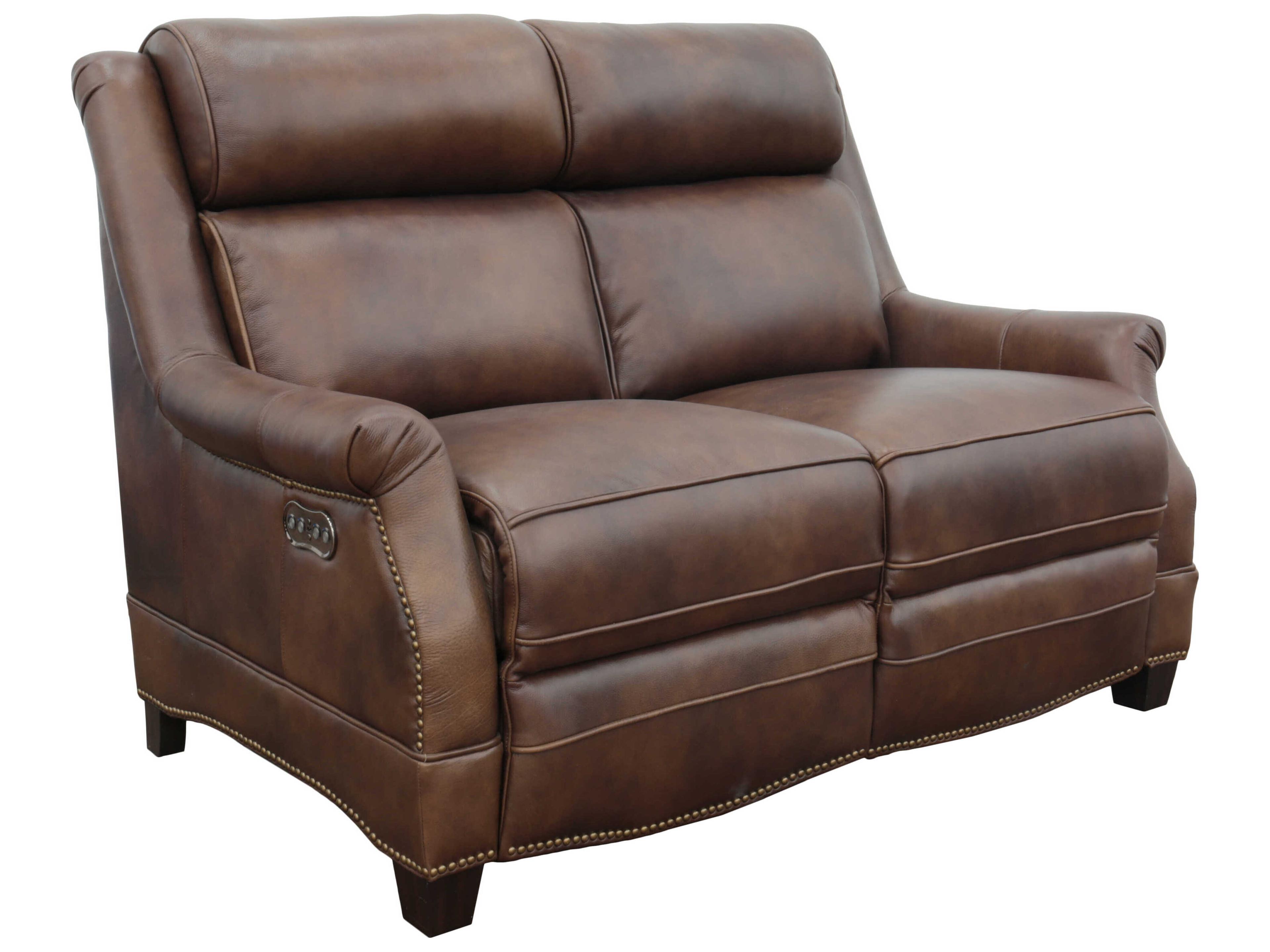 Barcalounger Vintage Warrendale Worthington Cognac Brown Leather Loveseat