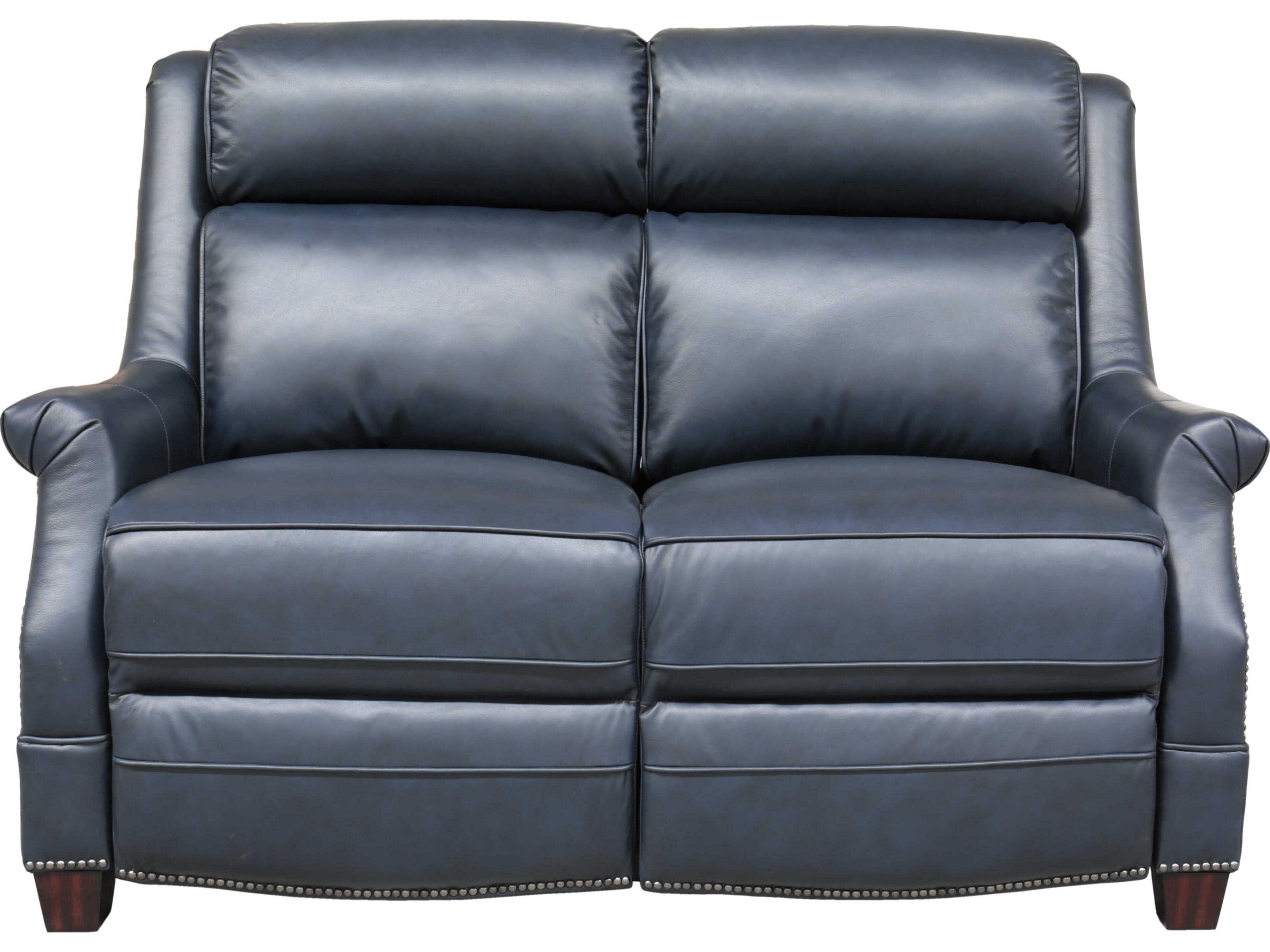 Barcalounger Vintage Warrendale Shoreham Blue Leather Loveseat